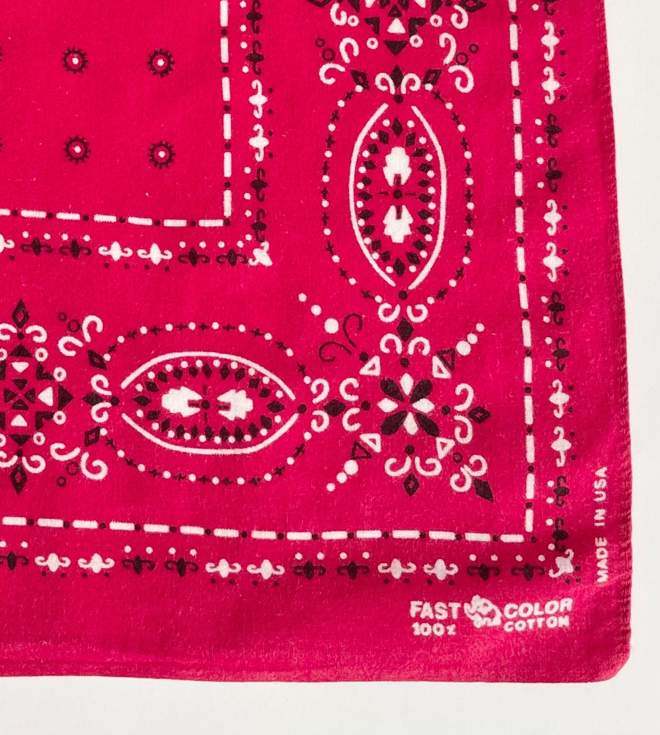 Vintage Faded Red Cotton Bandana: 50s/60s Paisley Print