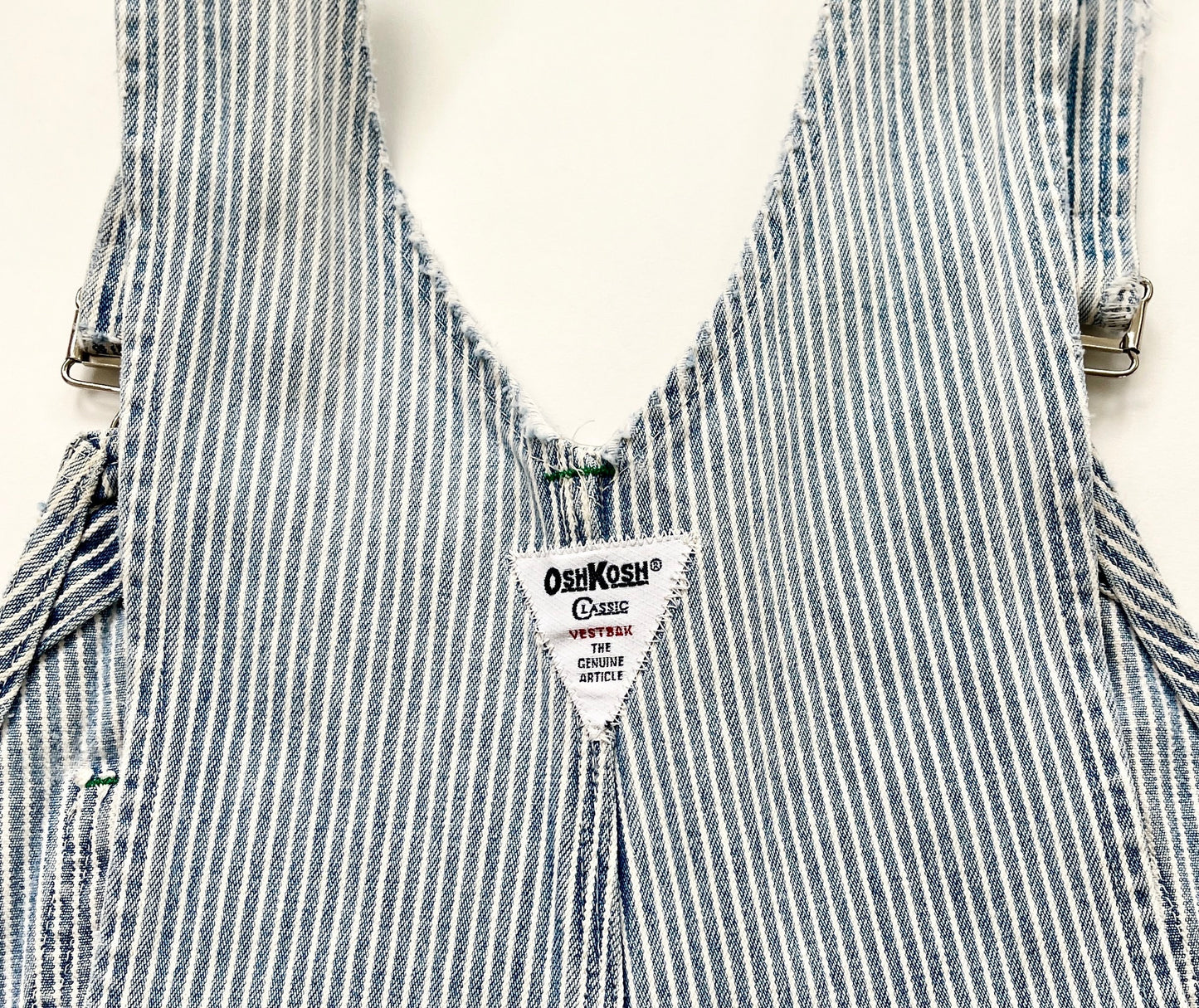Vintage Oshkosh Overalls Faded Railroad Striped Cut Off Shorts Workwear