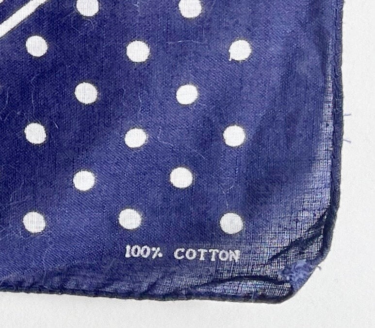 OshKosh B'Gosh Indigo Bandana Union Made Dot Print Vintage 70s Navy Dark Blue White