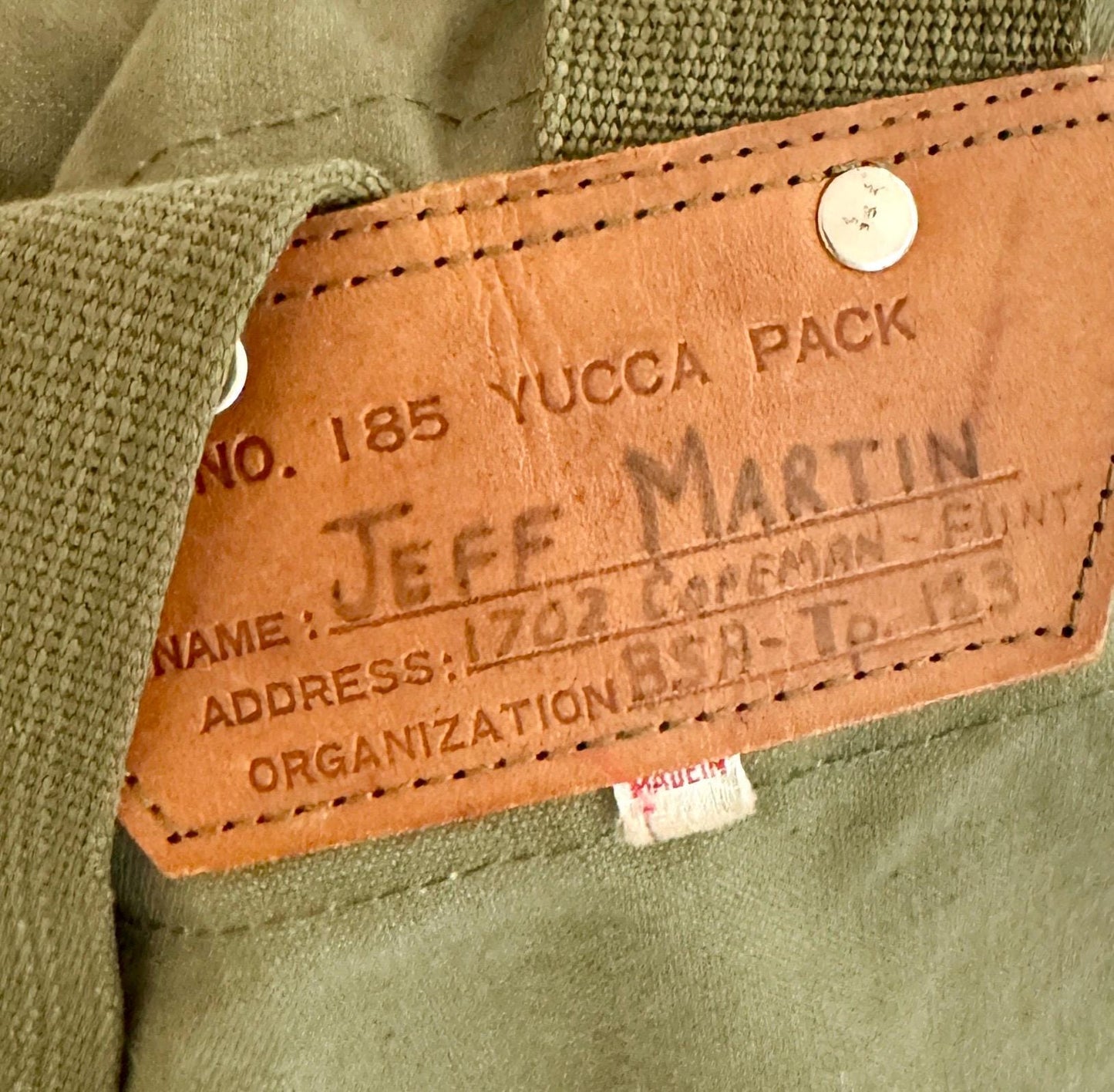 Vintage Army Green Canvas Yucca Pack Backpack Style 185