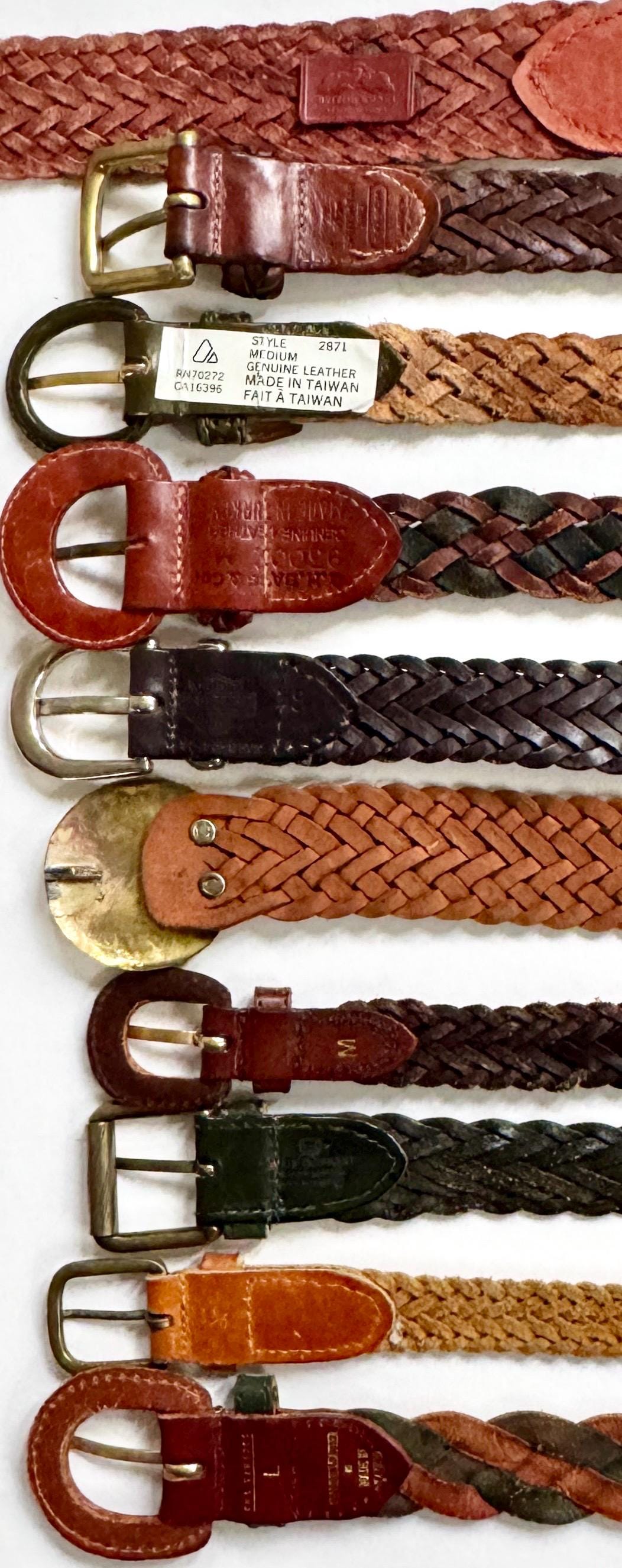 Vintage Braided Woven Leather Belt: 80s-90s Neutral Style