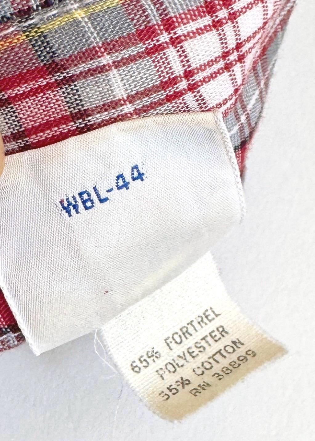 Vintage Wrangler Western Snap Shirt 70s Red White Plaid Made in USA