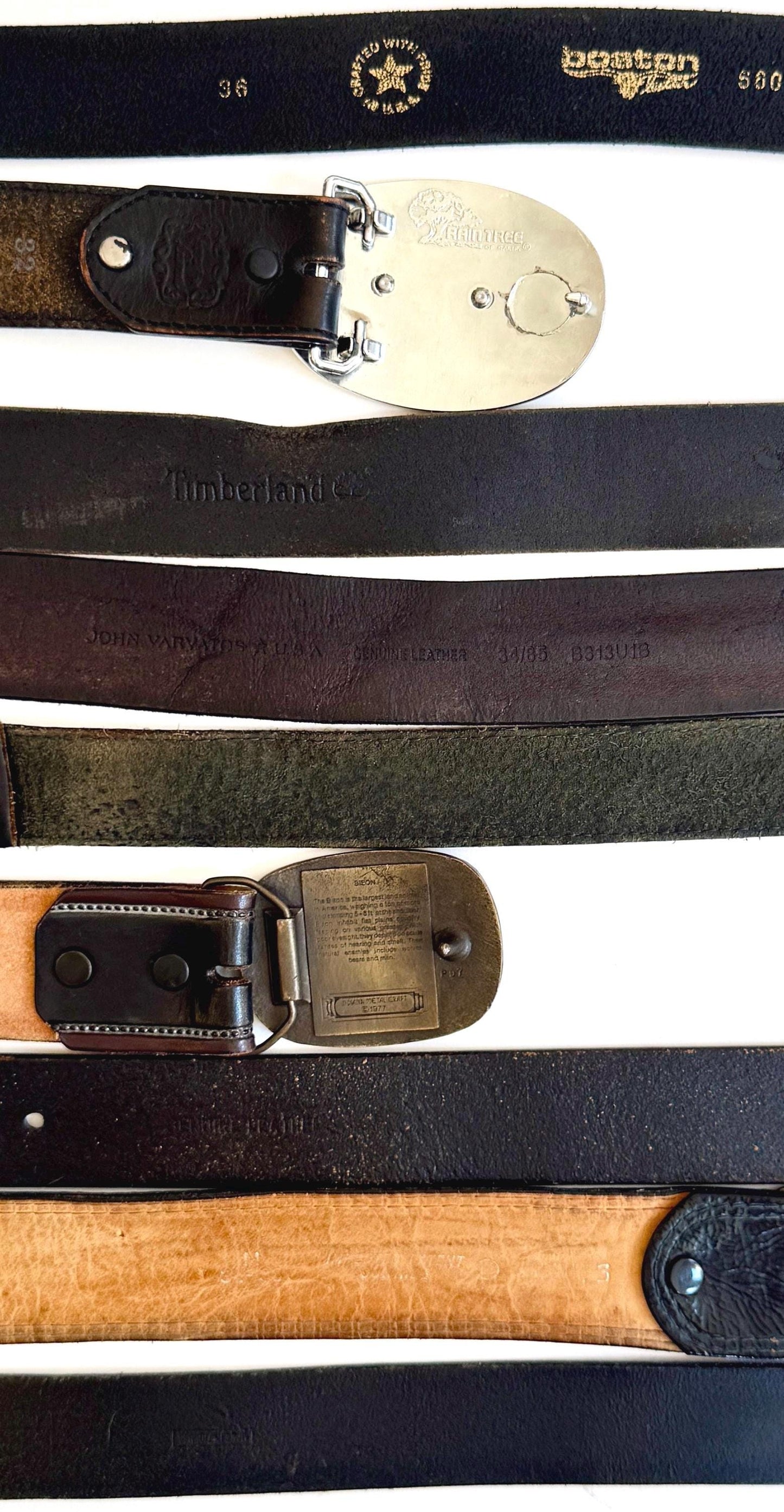 Vintage Western Cowboy Belt Rugged Black Leather Strap