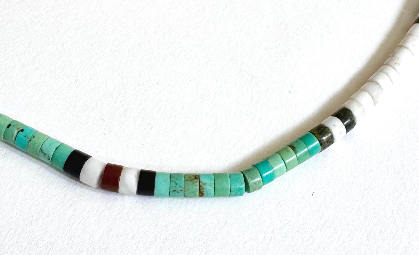 Native American Turquoise Necklace Vintage Santo Domingo Heishi Beaded 19"