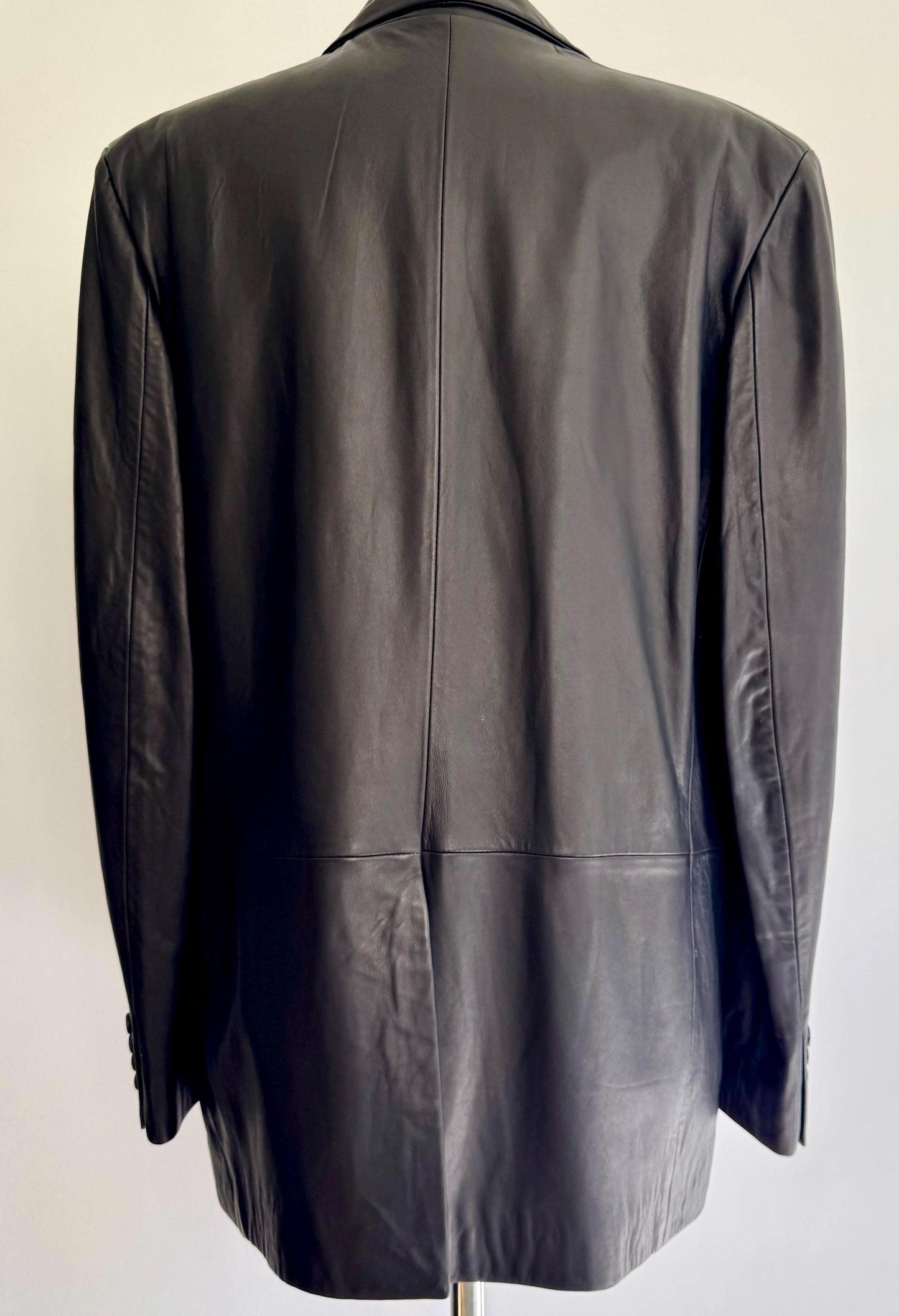 Buttery Black Leather Mens Jacket Blazer Y2K Banana Republic Made in Turkey Size 42 M L