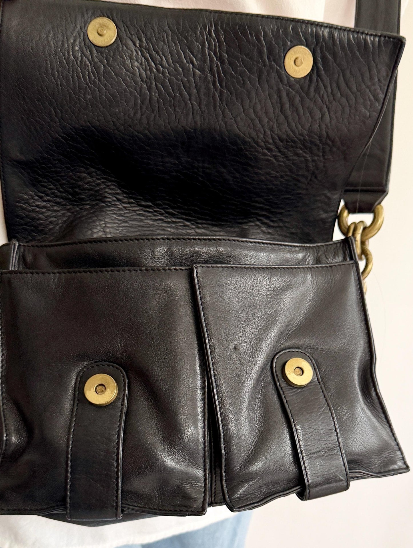 90s DKNY Minimalist Crossbody Bag Buttery Soft Black Leather