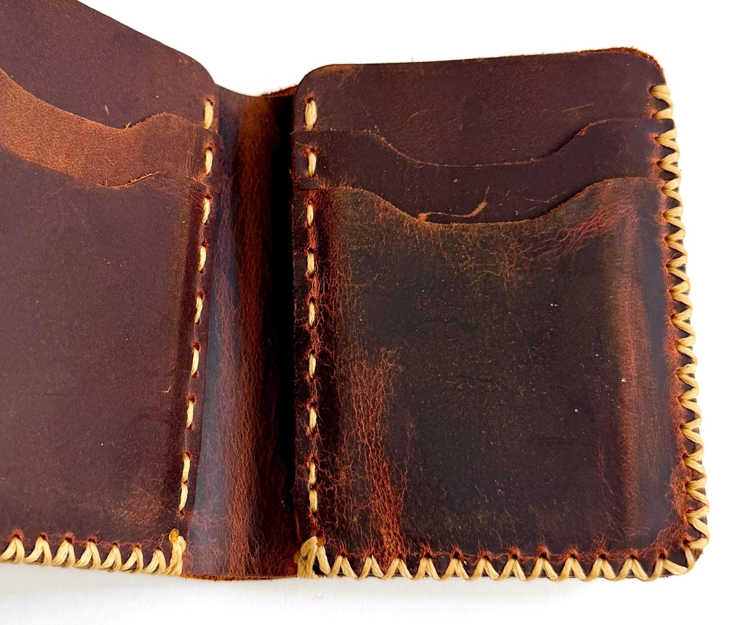 Vintage Handmade Men's Wallet Oiled Dark Brown Cowhide Leather