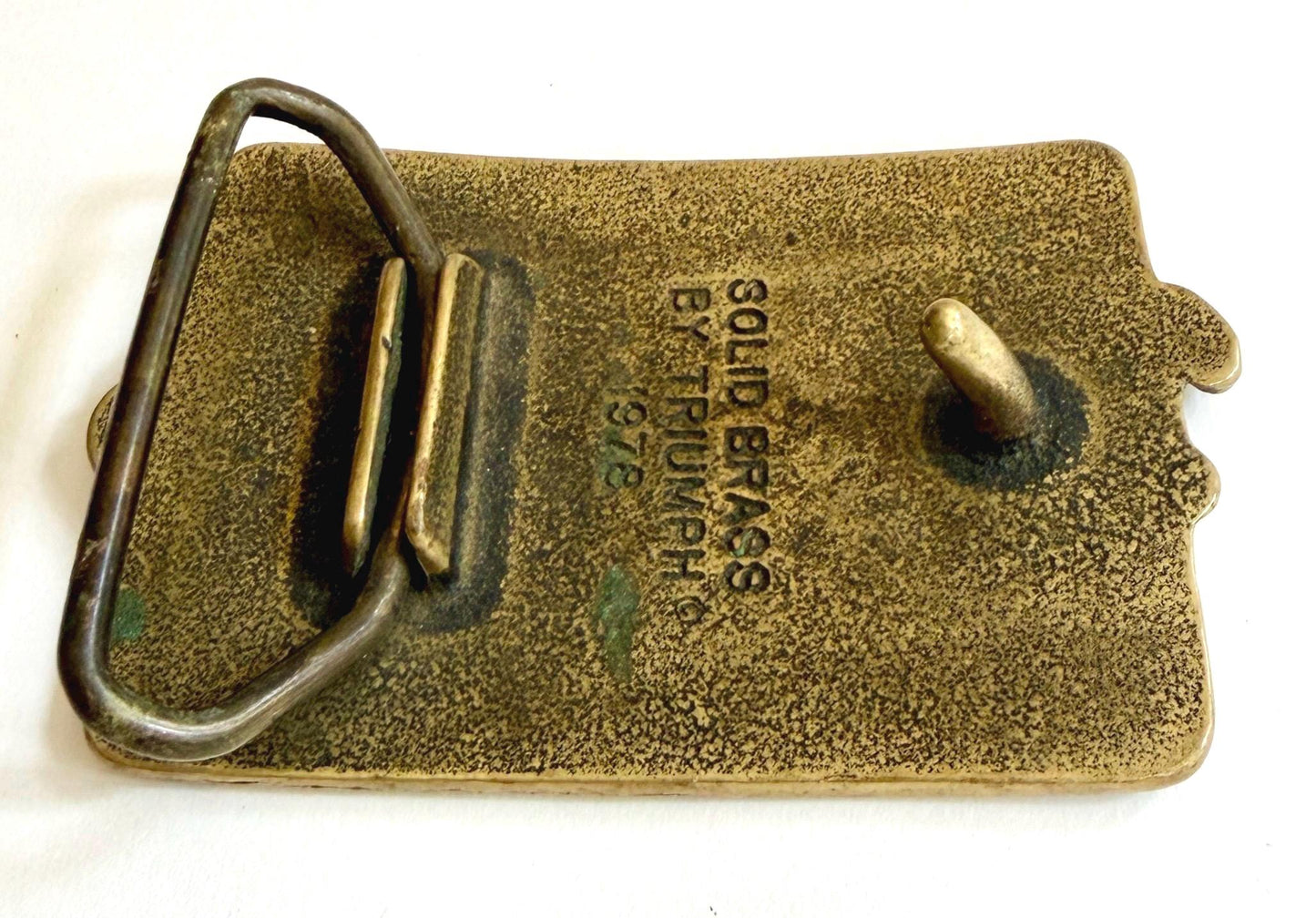 Vintage 70s Triumph Motorcycle Buckle 1976 Solid Brass