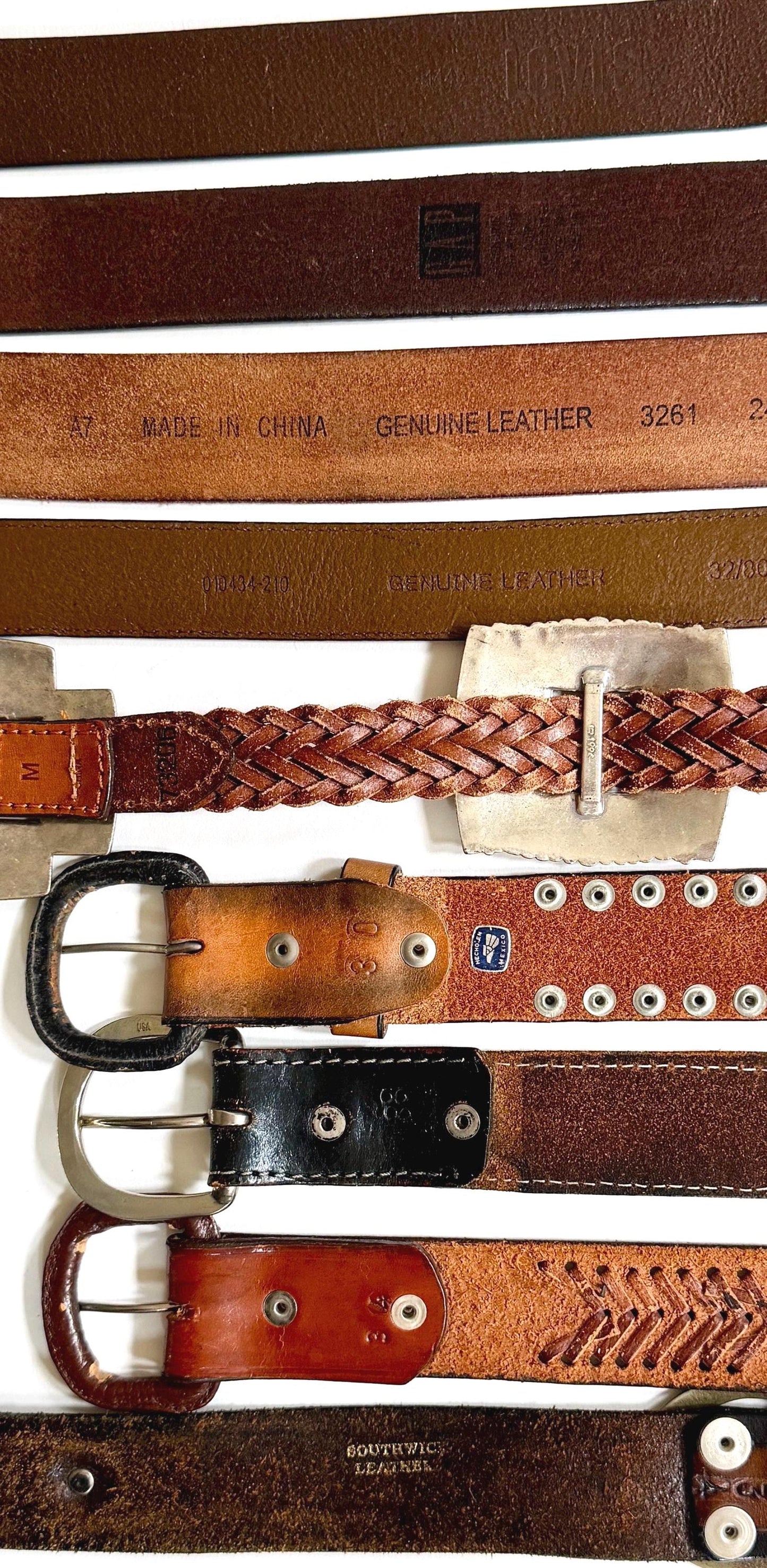 Vintage Western Belt Brown Leather Strap Concho Studded