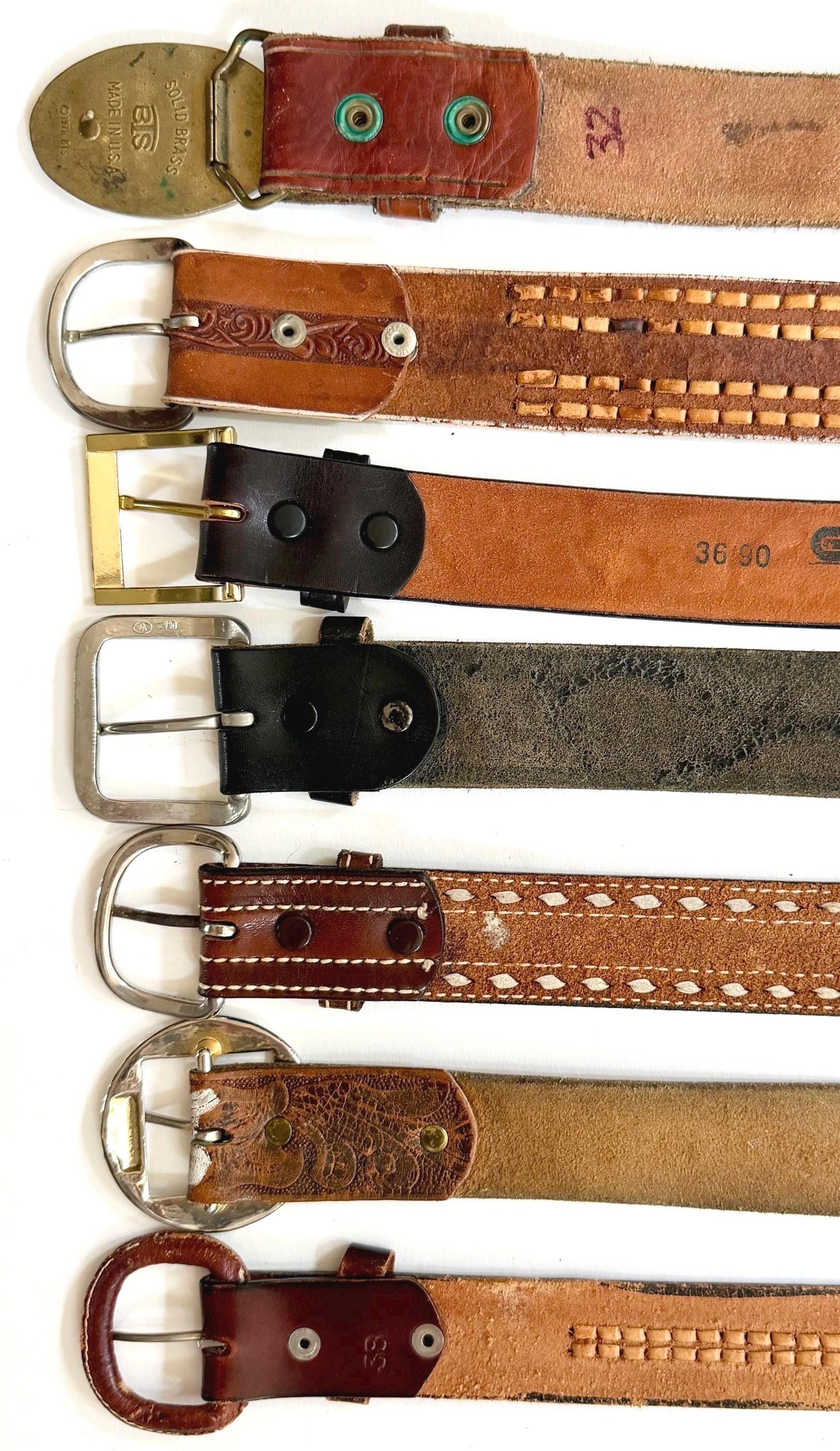 Vintage Western Tooled Leather Belt Brown Leather Cowboy Strap