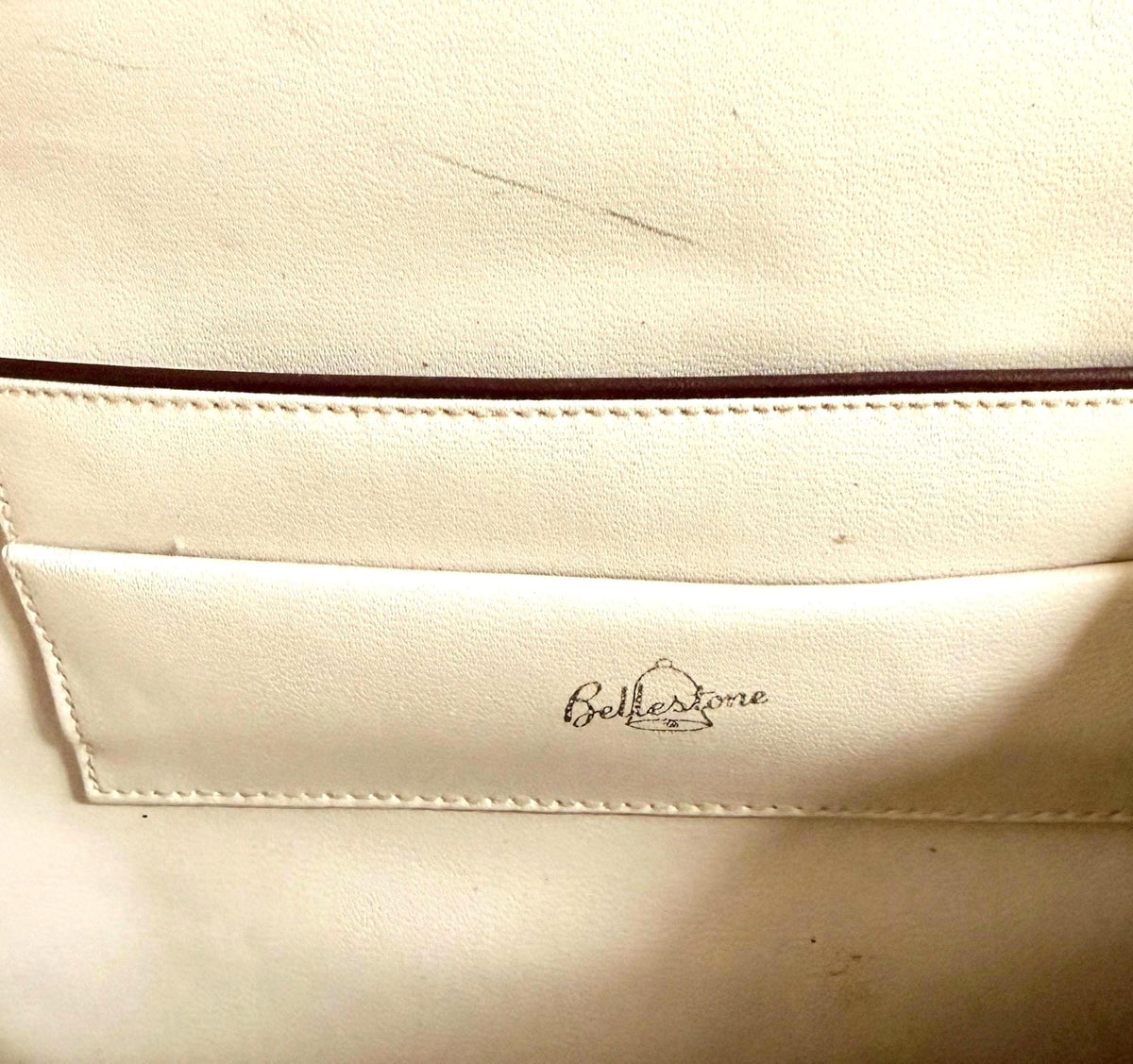Vintage Lizard Bag Mid Century Bellstone Chocolate Brown Gold Trim