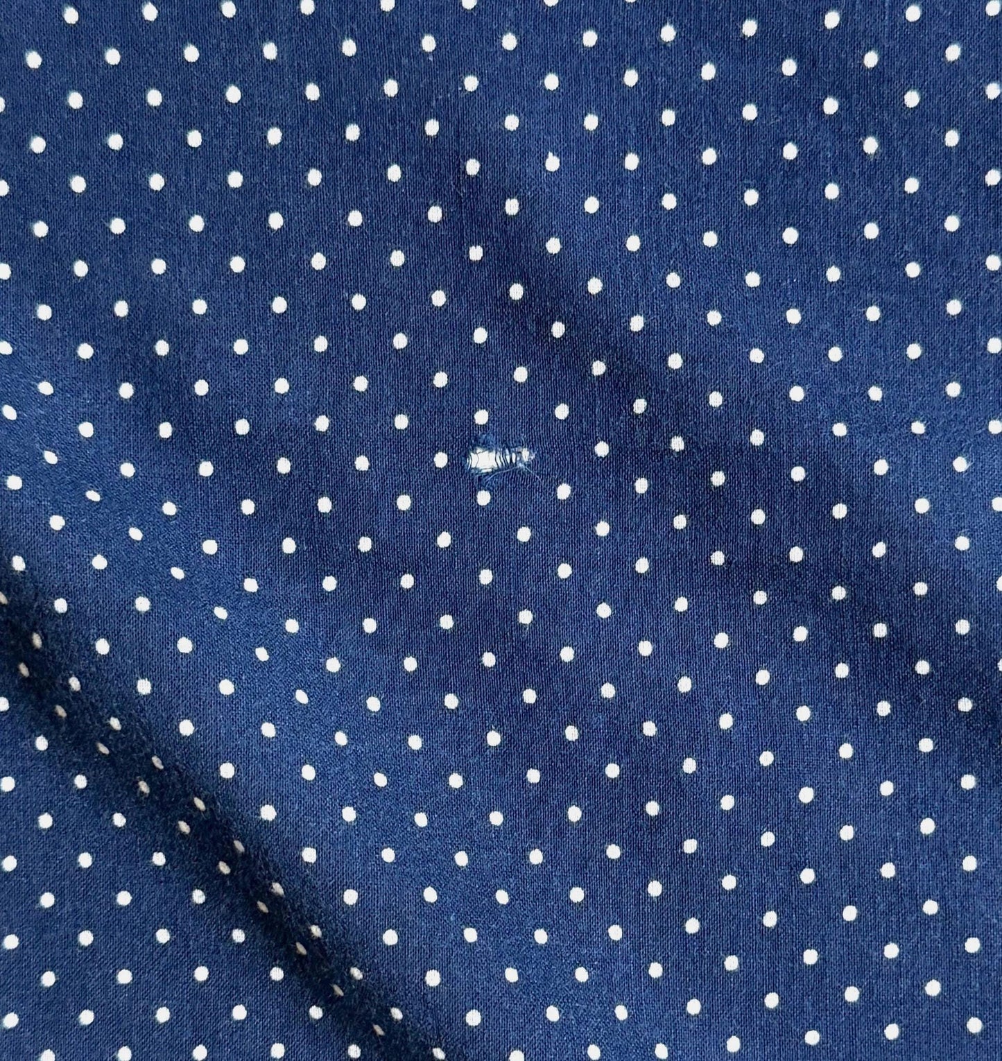Vintage 40s Indigo Cotton Bandana Fast Color Elephant Trunk Down Dot Print