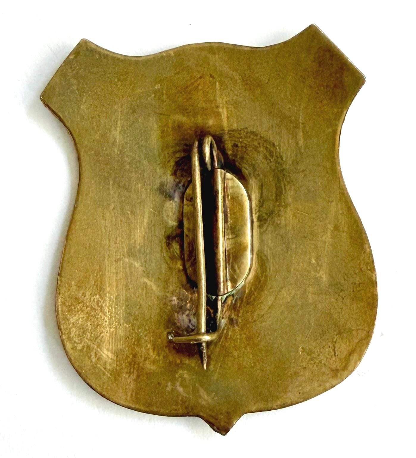 Vintage Brass Santa Fe Railroad Conductor Badge Pin Western Train Ephemera