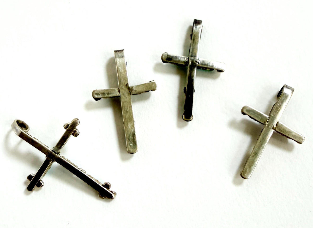 Vintage Zuni Cross Pendant Delicate Sterling Silver Religious Jewelry