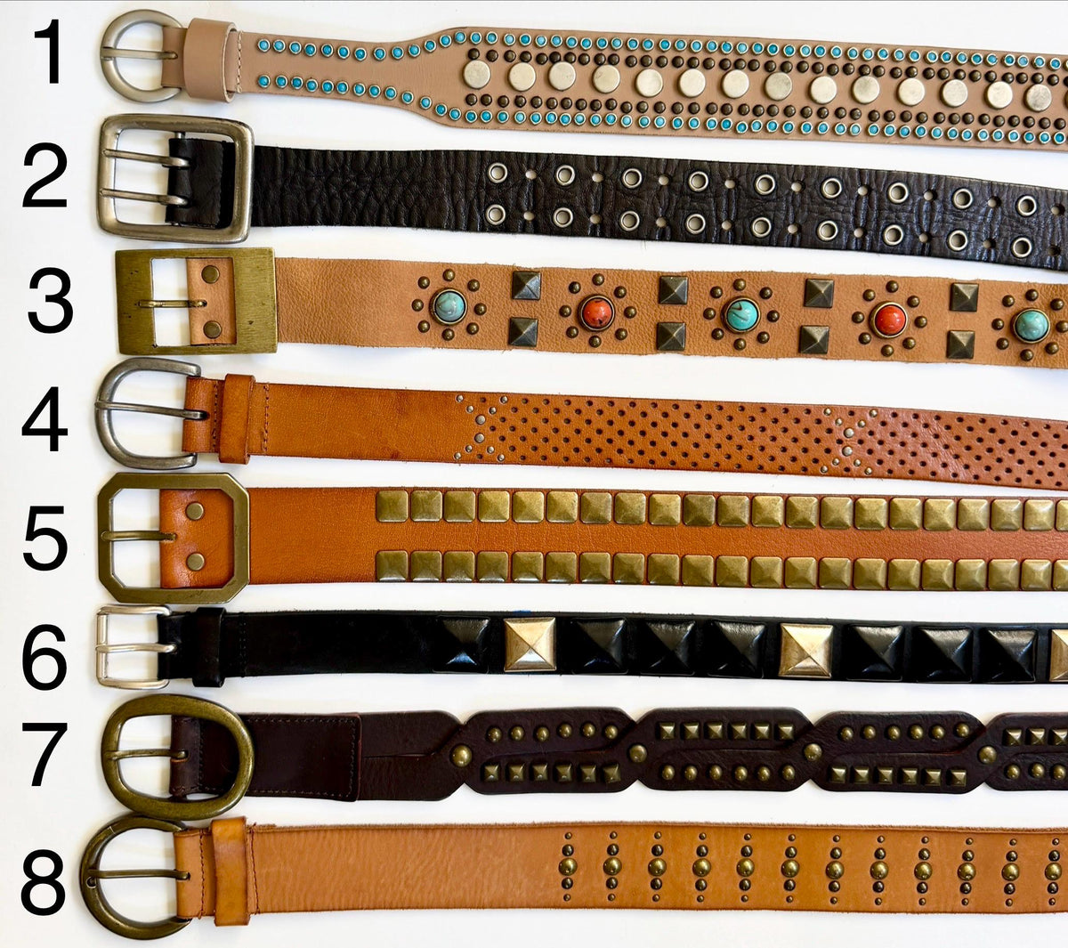 Vintage Studded Belt Brown Western Rock & Roll Y2K Styles