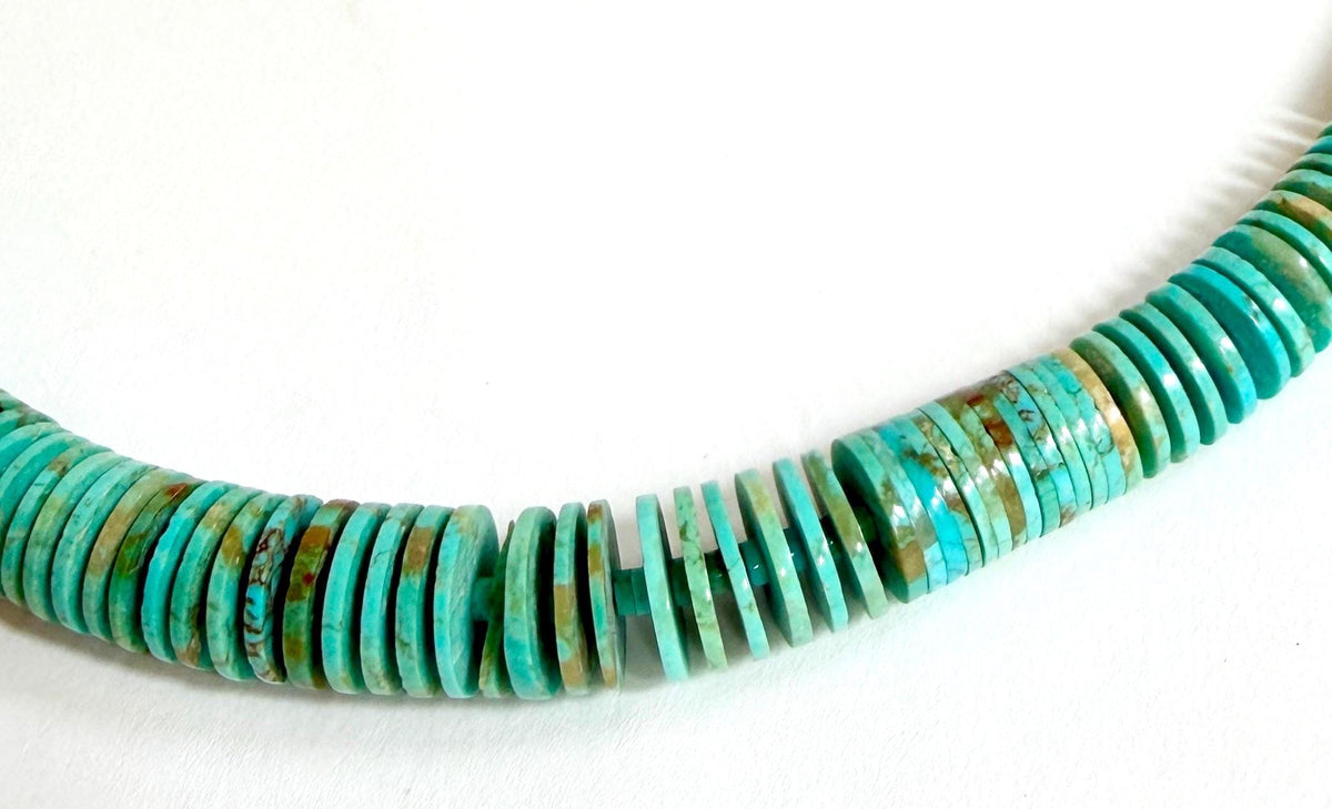 Vintage Turquoise Heishi Bead Necklace Vintage Native American Santo Domingo
