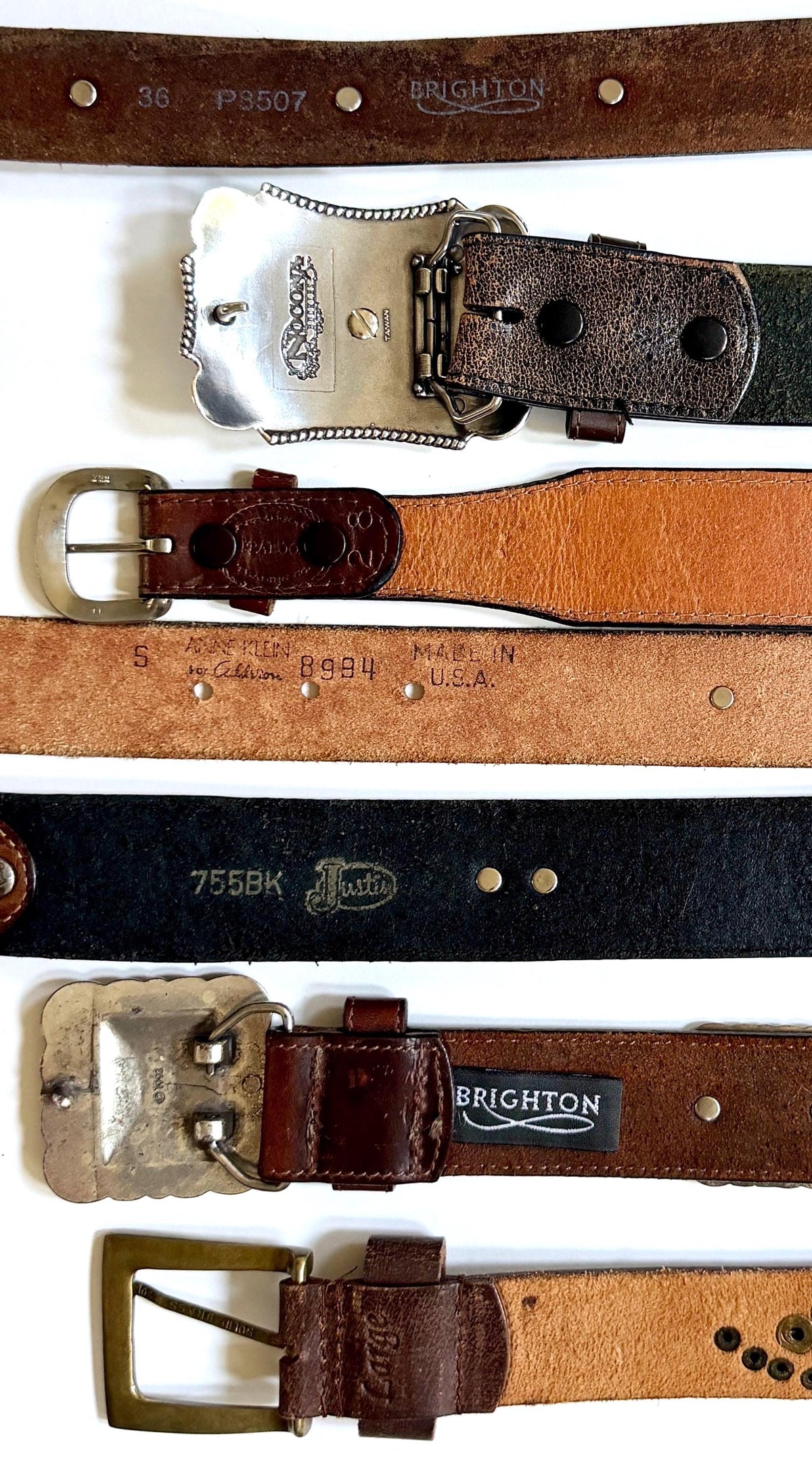 Vintage Concho Belt Brown Leather Strap Western Southwest Cowboy