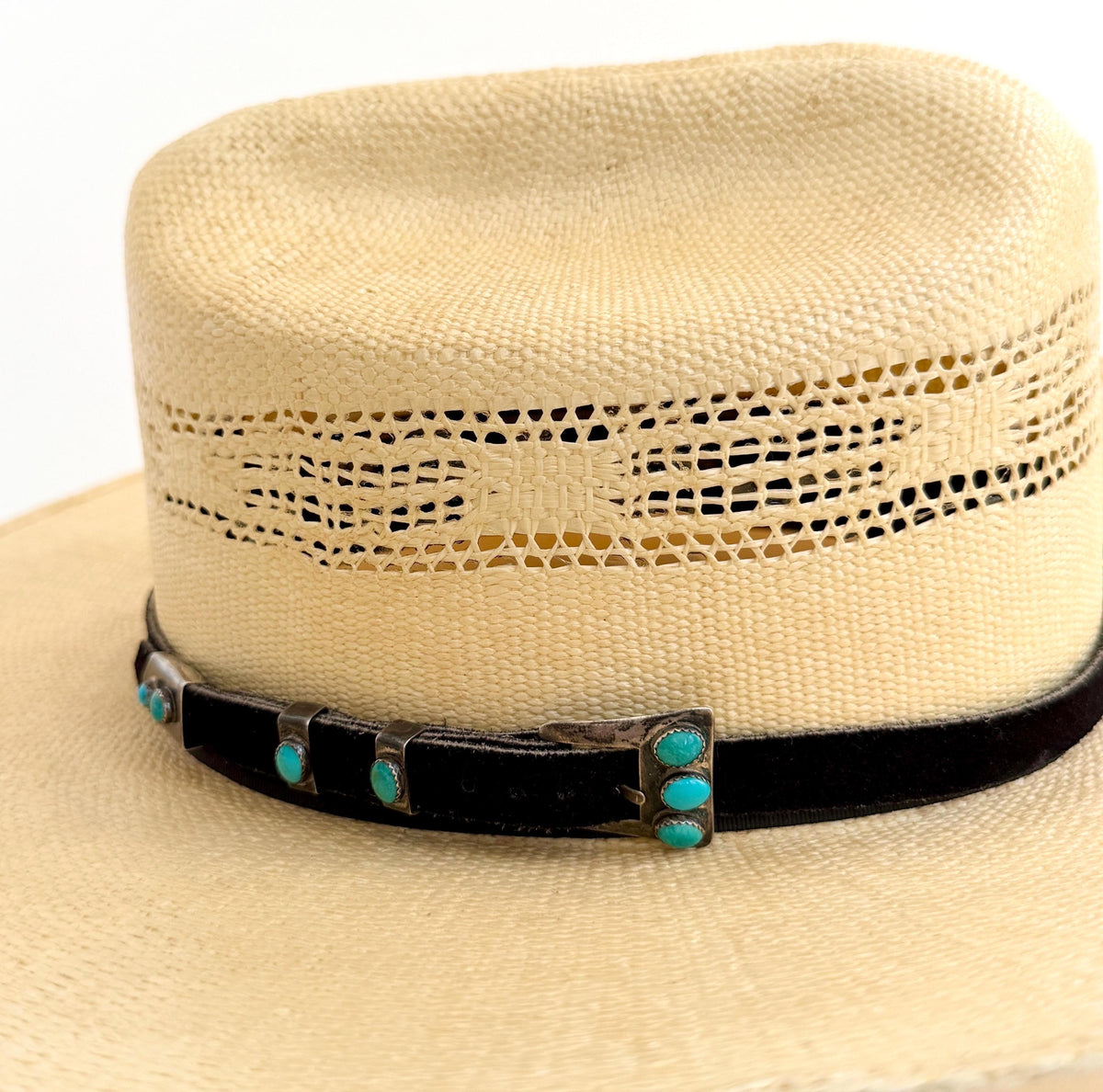Sterling Silver Turquoise Hat Band Vintage Native American Navajo Western Cowboy Hat