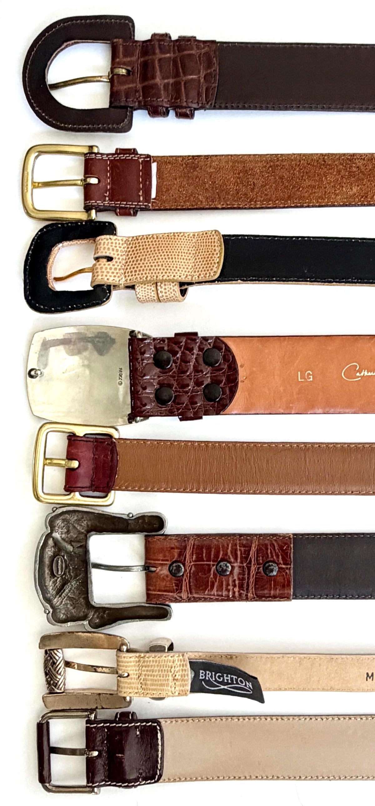 Vintage Brown Leather Belt 80s 90s Neutral Minimalist