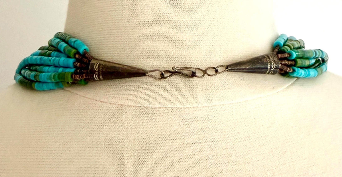 Vintage Turquoise Heishi Bead Necklace Vintage Native American Santo Domingo