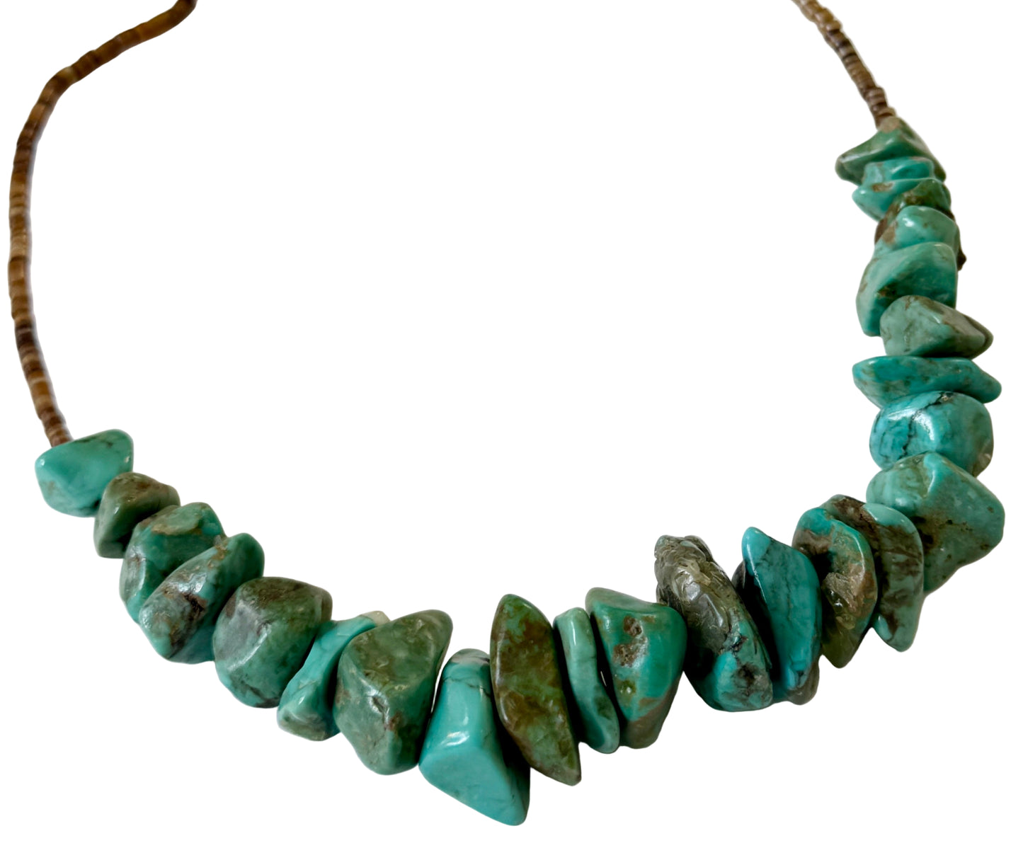 Vintage Native American Turquoise Nugget Choker Necklace 16"