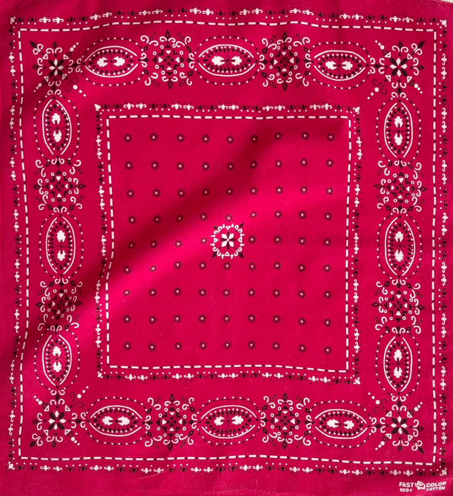Vintage Faded Red Cotton Bandana: 50s/60s Paisley Print