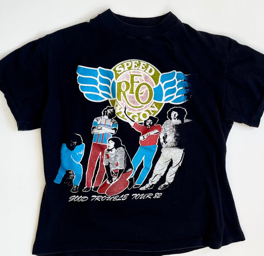 Vintage 1982 REO Speedwagon Tour Tee - Faded Black Cotton
