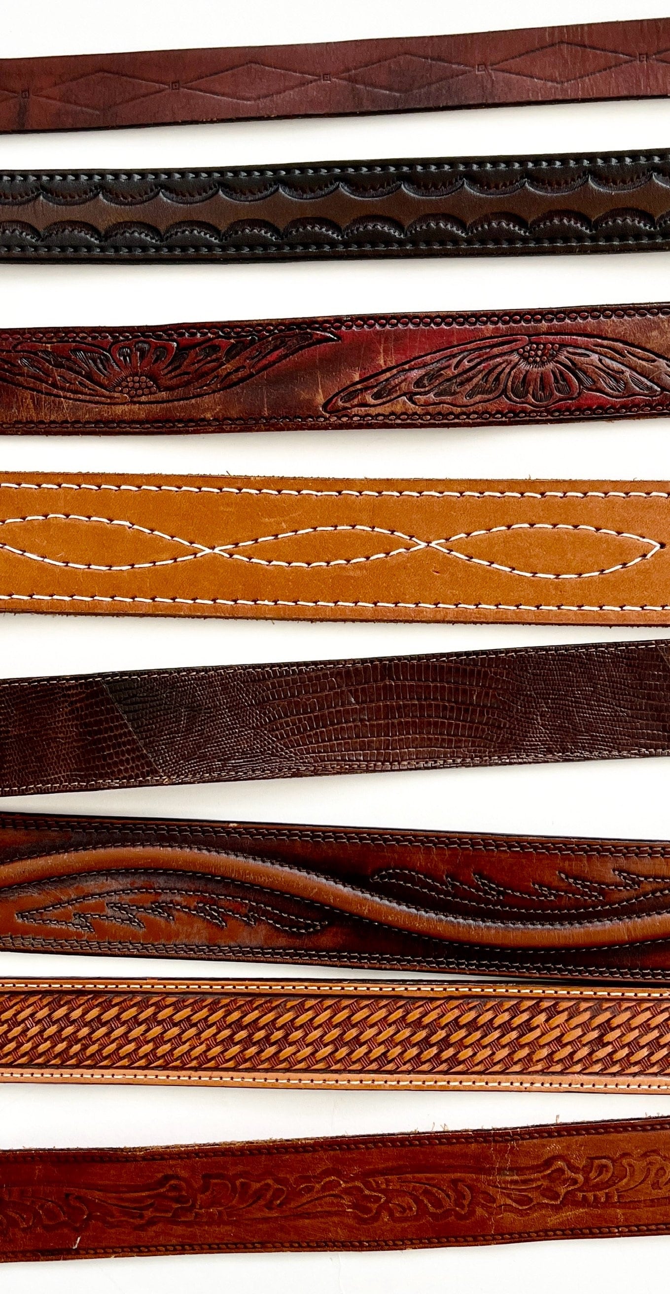 Vintage Tooled Leather Western Belt: Floral Cowboy Strap