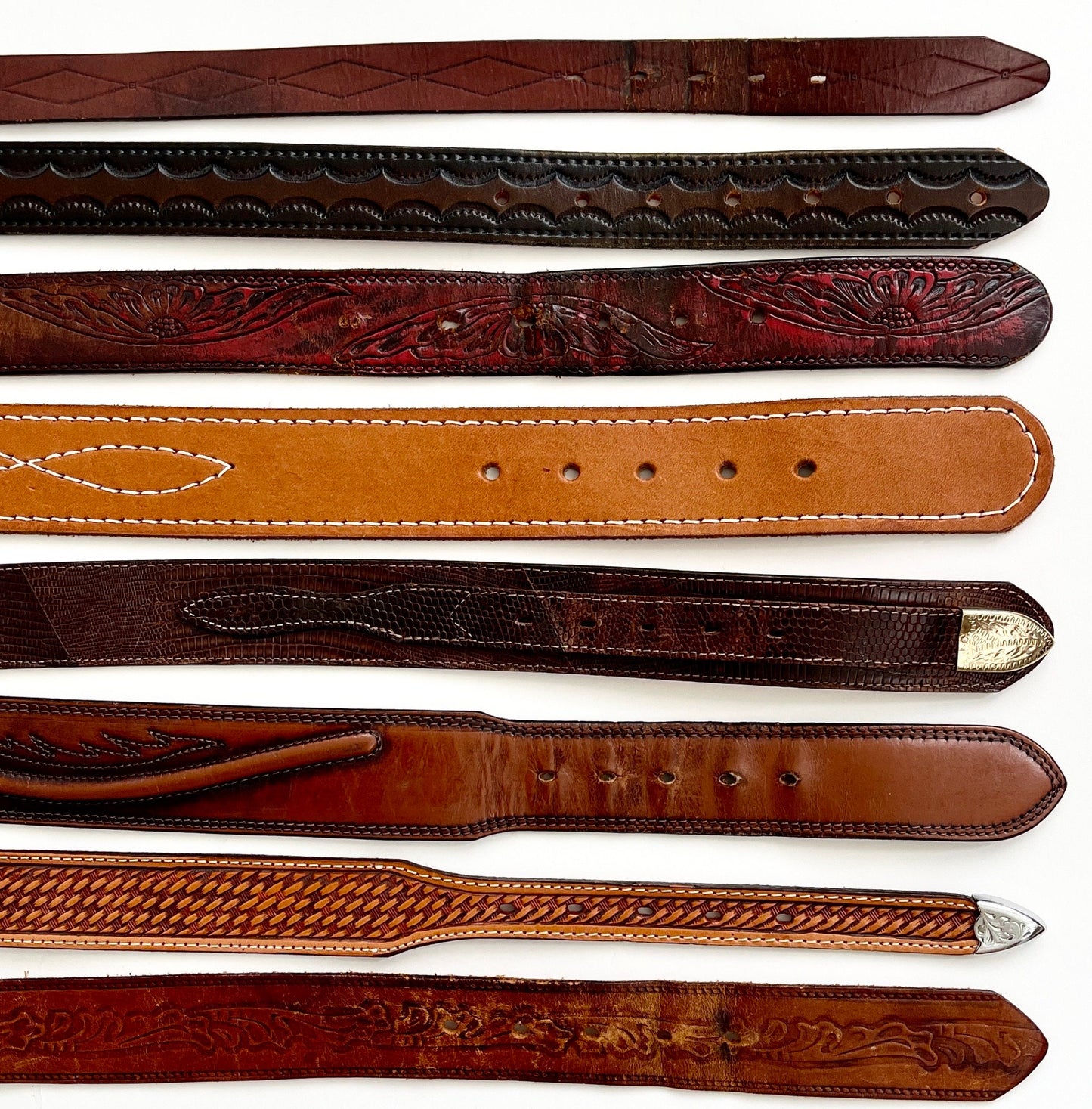 Vintage Tooled Leather Western Belt: Floral Cowboy Strap