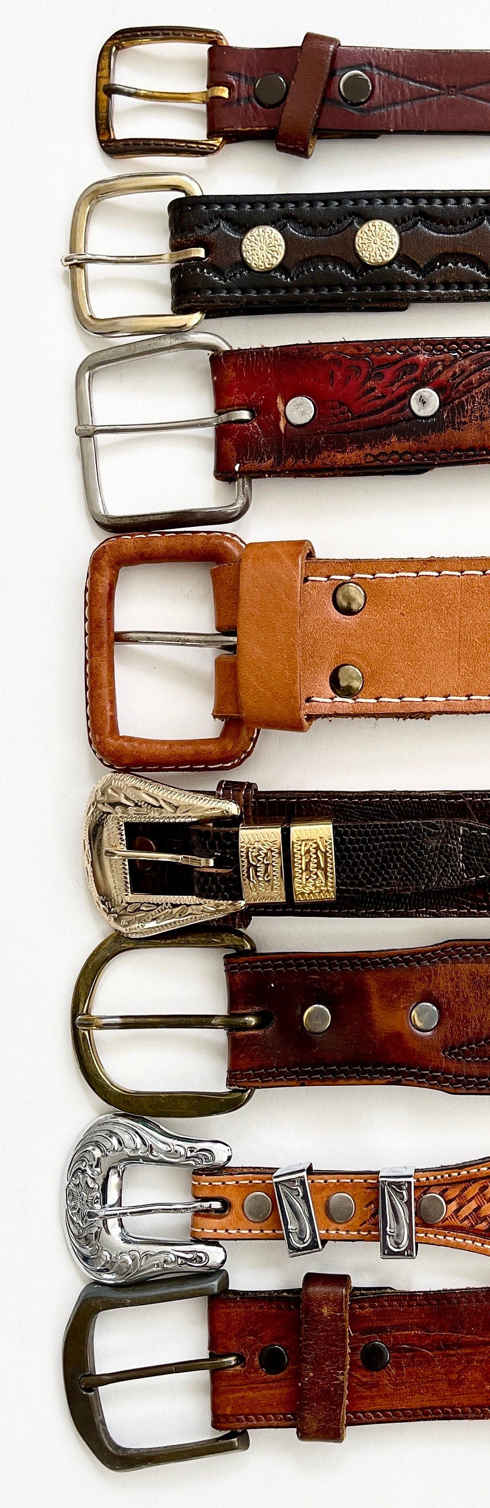 Vintage Tooled Leather Western Belt: Floral Cowboy Strap
