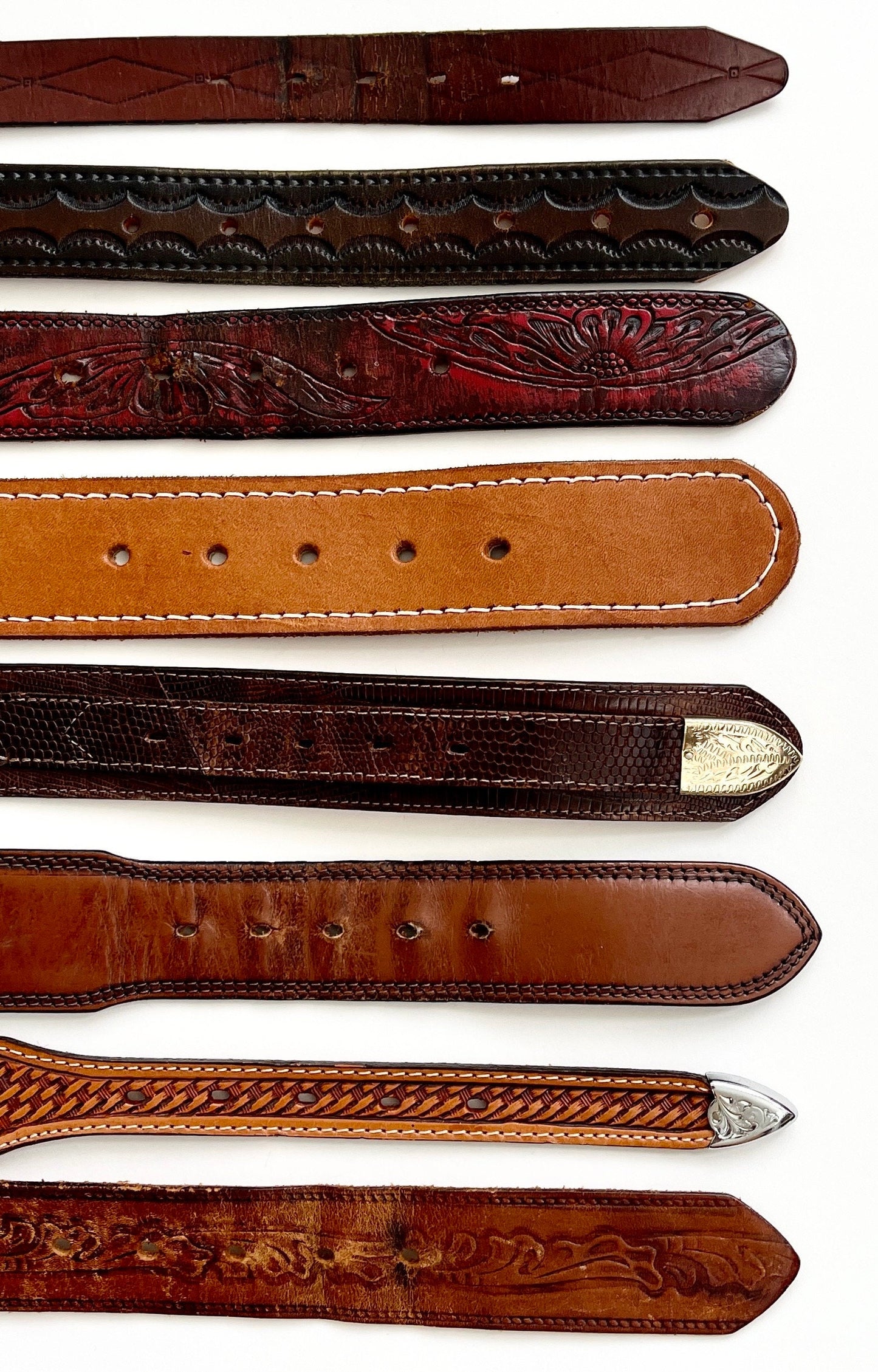 Vintage Tooled Leather Western Belt: Floral Cowboy Strap