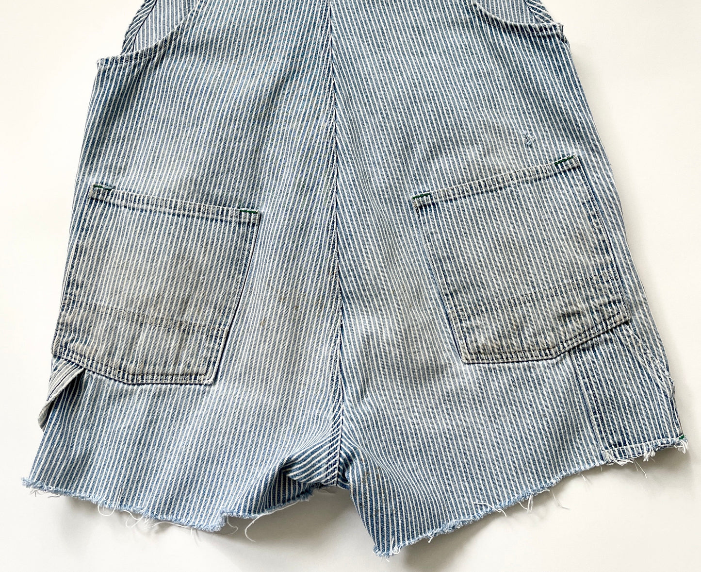 Vintage Oshkosh Overalls Faded Railroad Striped Cut Off Shorts Workwear