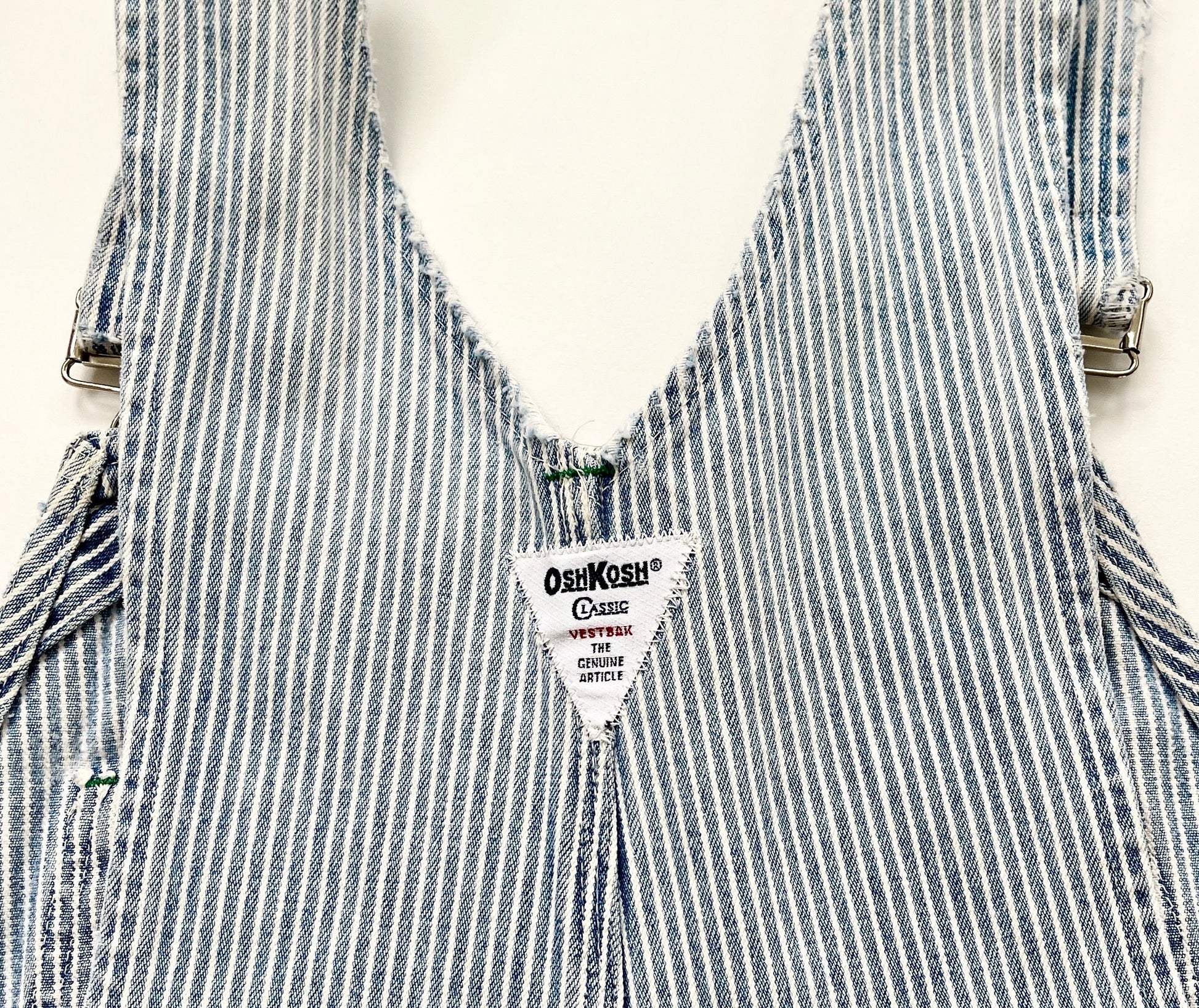 Vintage Oshkosh Overalls Faded Railroad Striped Cut Off Shorts Workwear