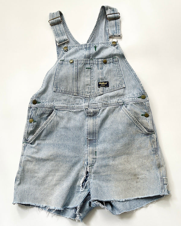 Vintage Oshkosh Overalls Faded Railroad Striped Cut Off Shorts Workwear