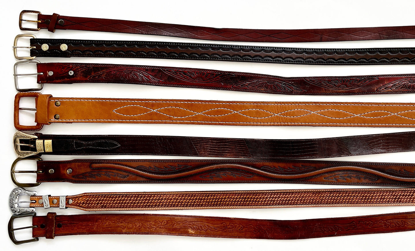 Vintage Tooled Leather Western Belt: Floral Cowboy Strap