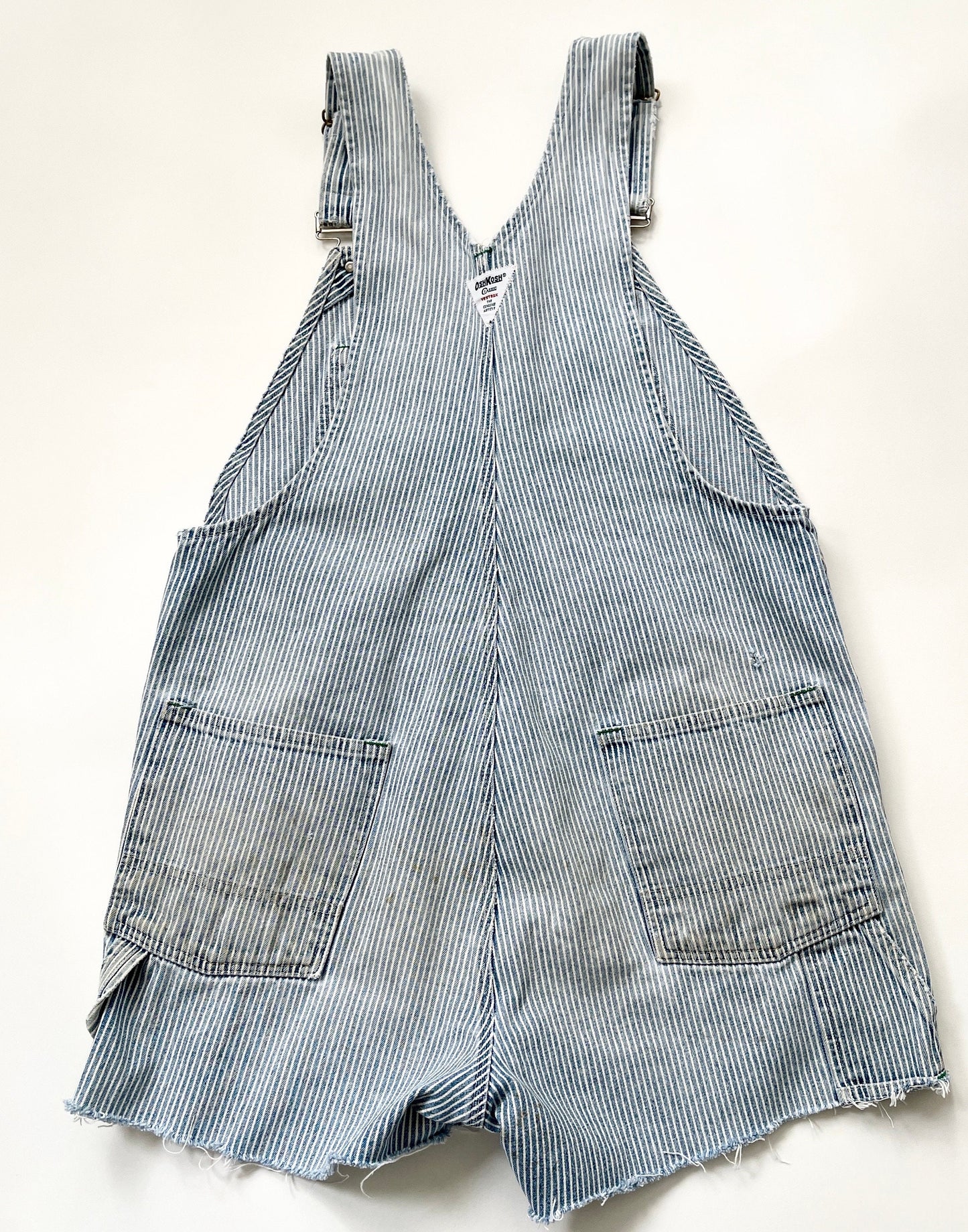 Vintage Oshkosh Overalls Faded Railroad Striped Cut Off Shorts Workwear