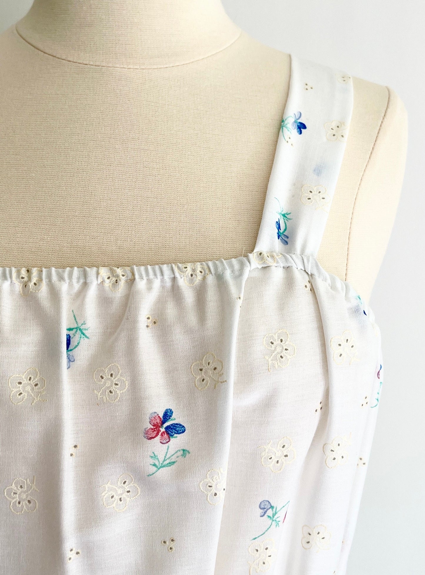 Vintage White Floral Dress Western Prairie Style