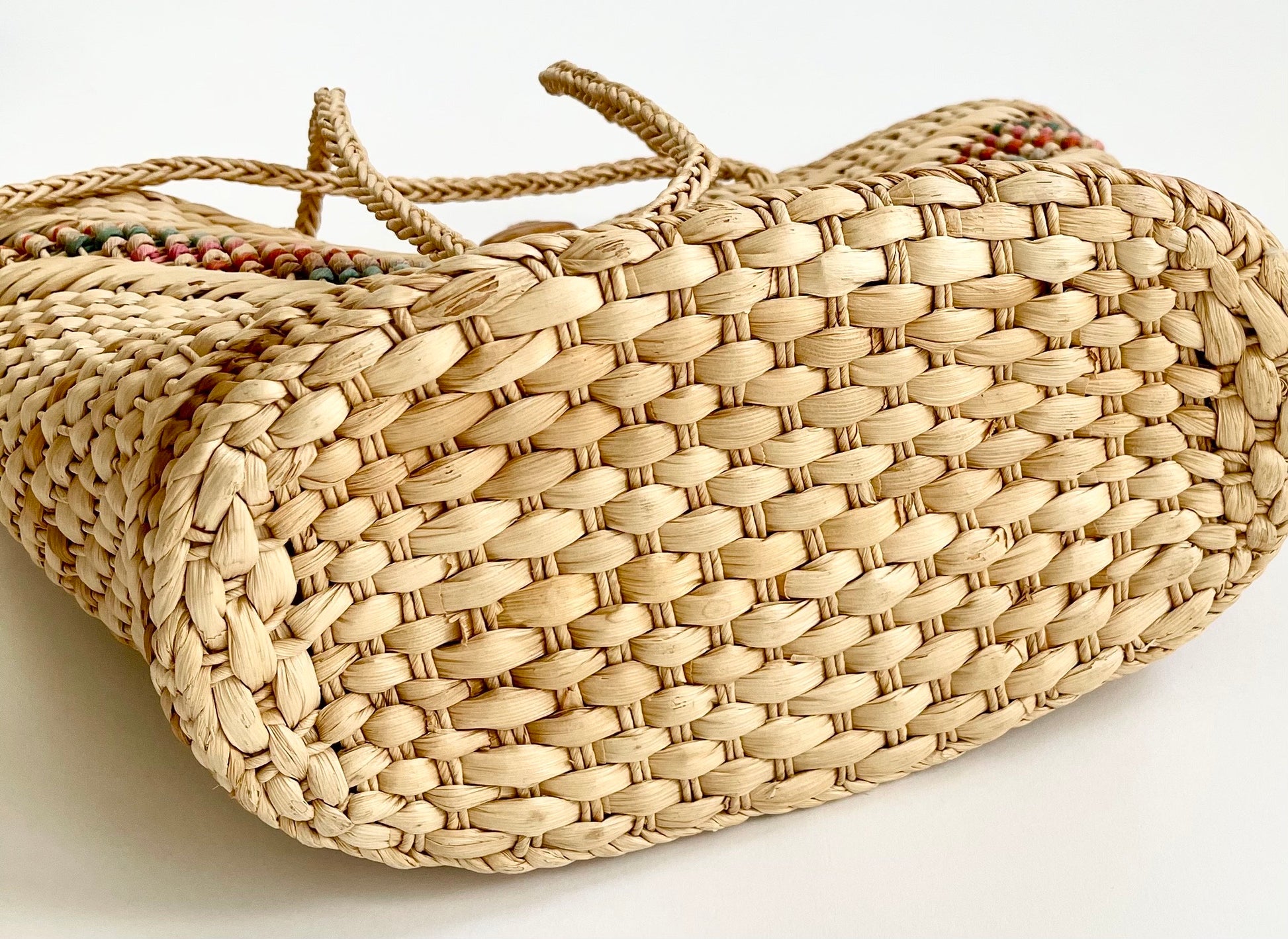 Boho Vintage 70s Straw Bag Market Summer Beach Style