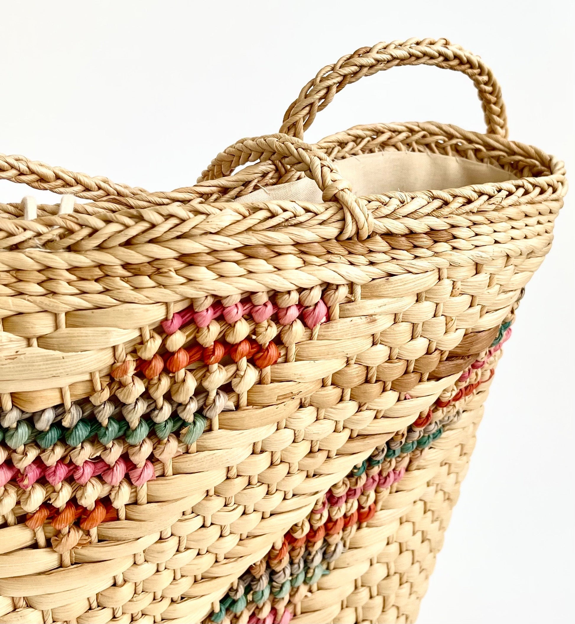 Boho Vintage 70s Straw Bag Market Summer Beach Style