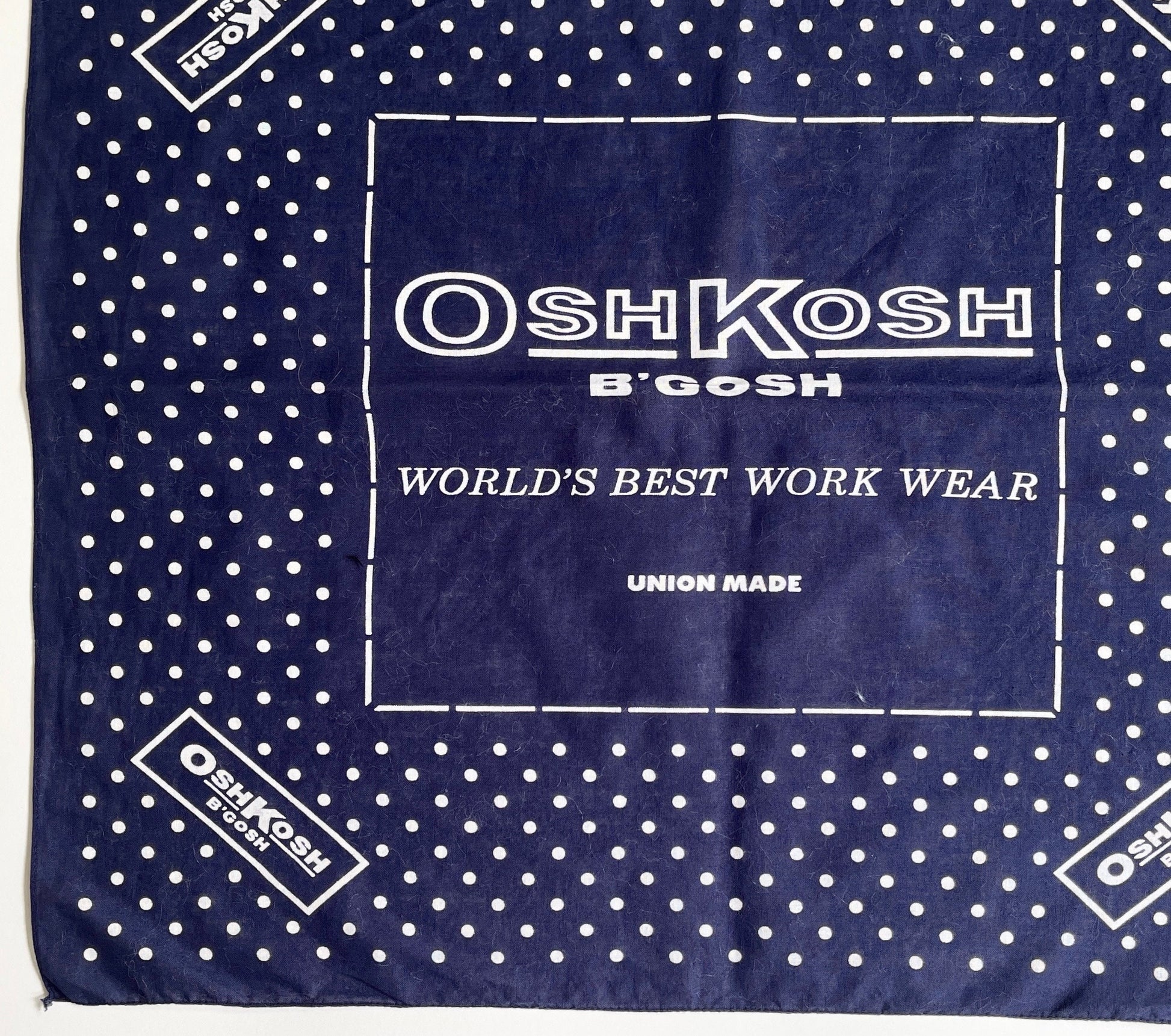 OshKosh B'Gosh Indigo Bandana Union Made Dot Print Vintage 70s Navy Dark Blue White