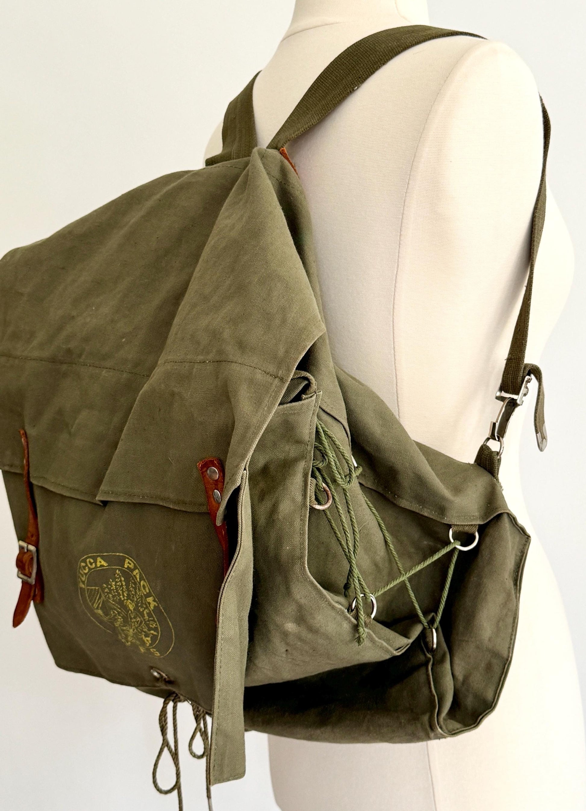 Vintage Army Green Canvas Yucca Pack Backpack Style 185