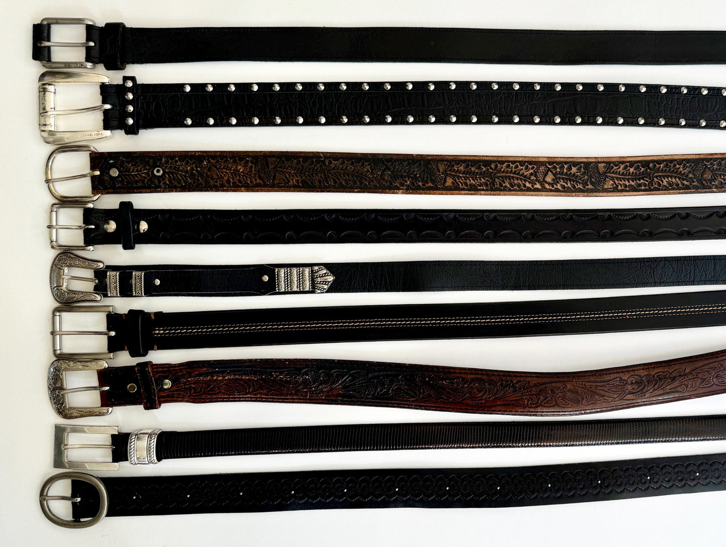 Vintage Western Leather Belt: Tooled, Stitched, Embossed Straps