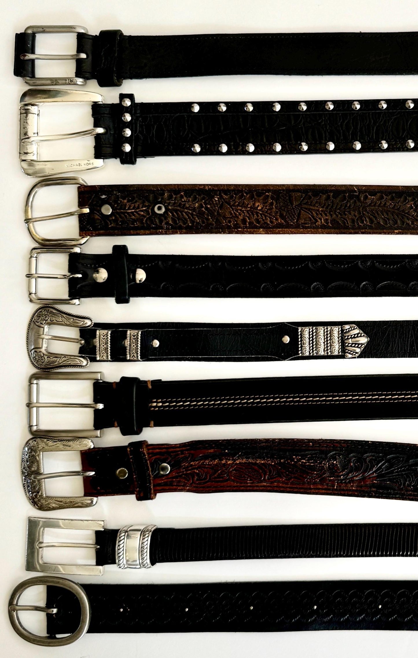 Vintage Western Leather Belt: Tooled, Stitched, Embossed Straps