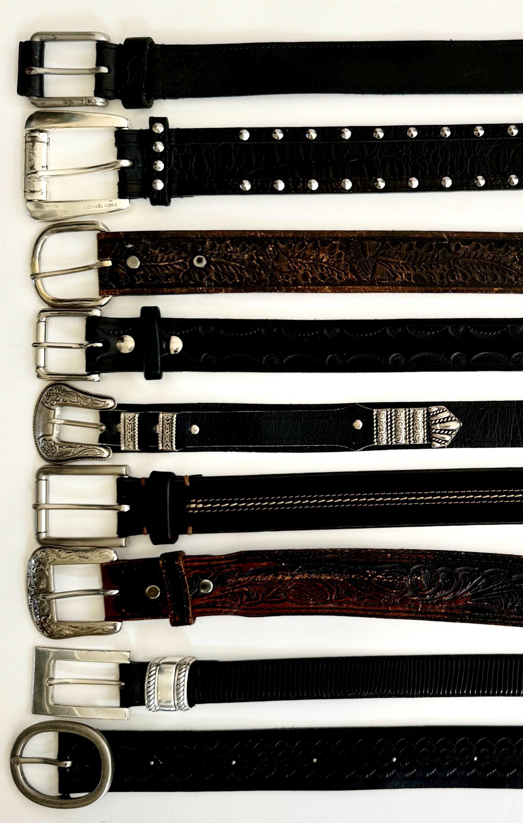 Vintage Western Leather Belt: Tooled, Stitched, Embossed Straps