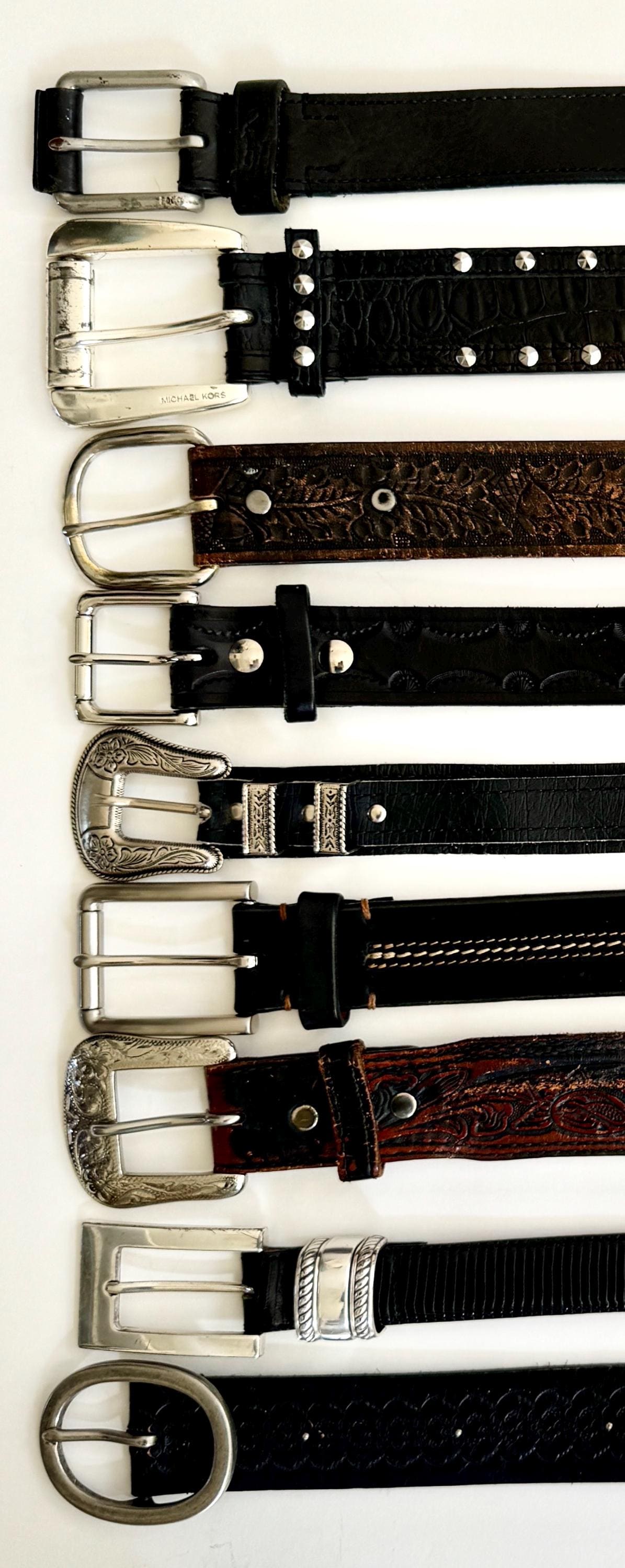 Vintage Western Leather Belt: Tooled, Stitched, Embossed Straps