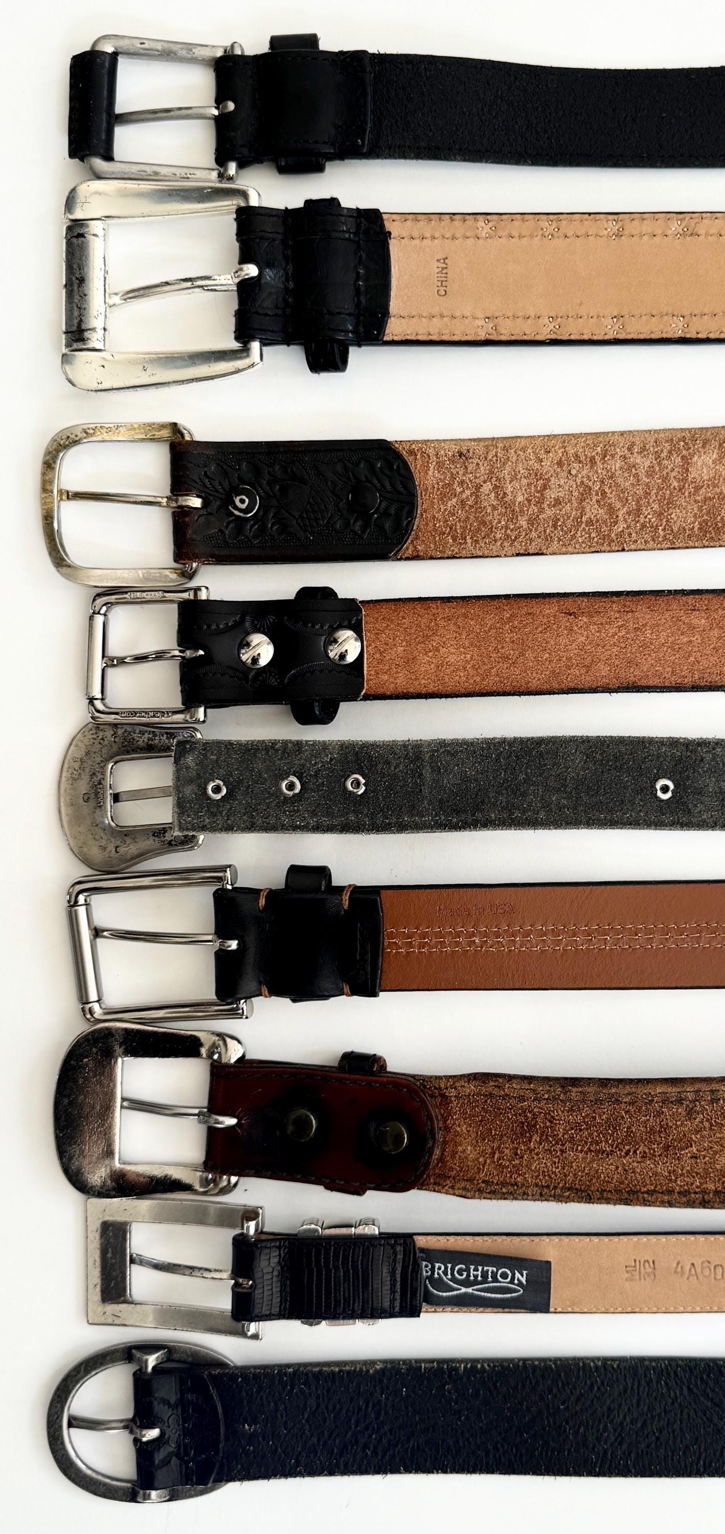 Vintage Western Leather Belt: Tooled, Stitched, Embossed Straps