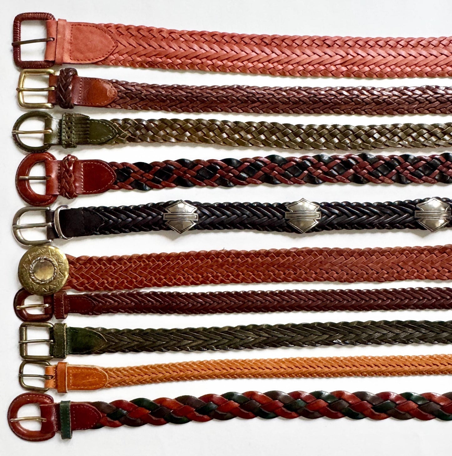 Vintage Braided Woven Leather Belt: 80s-90s Neutral Style