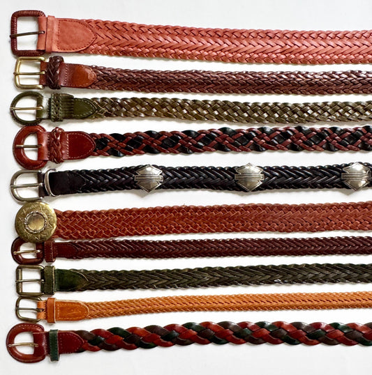 Vintage Braided Woven Leather Belt: 80s-90s Neutral Style