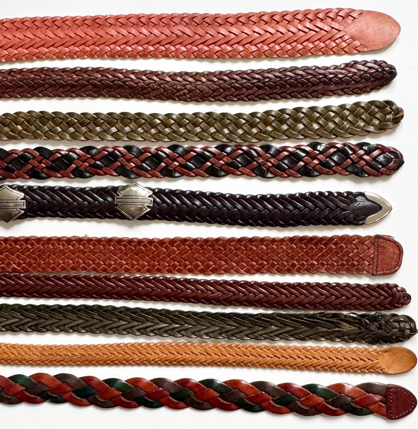 Vintage Braided Woven Leather Belt: 80s-90s Neutral Style