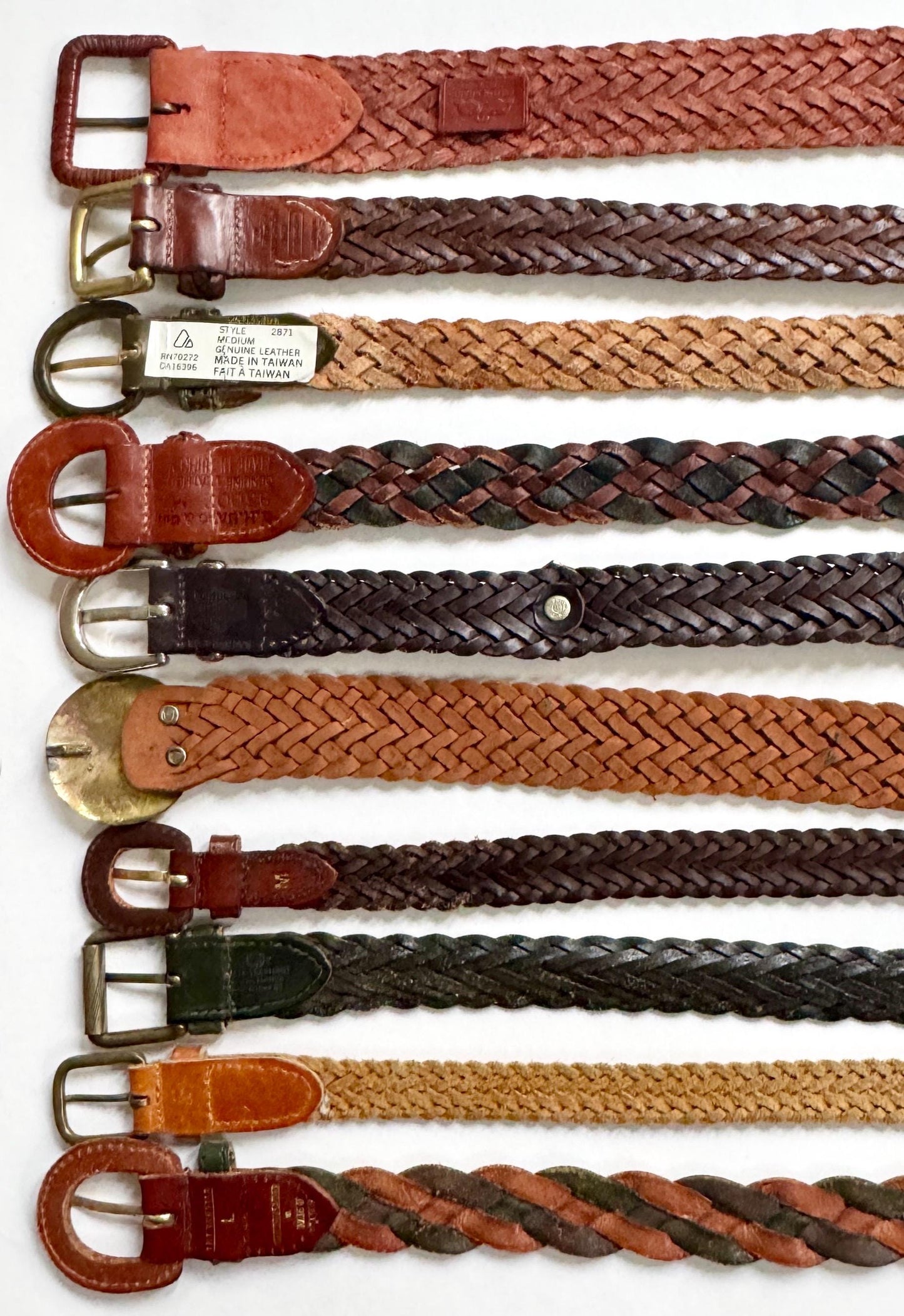 Vintage Braided Woven Leather Belt: 80s-90s Neutral Style